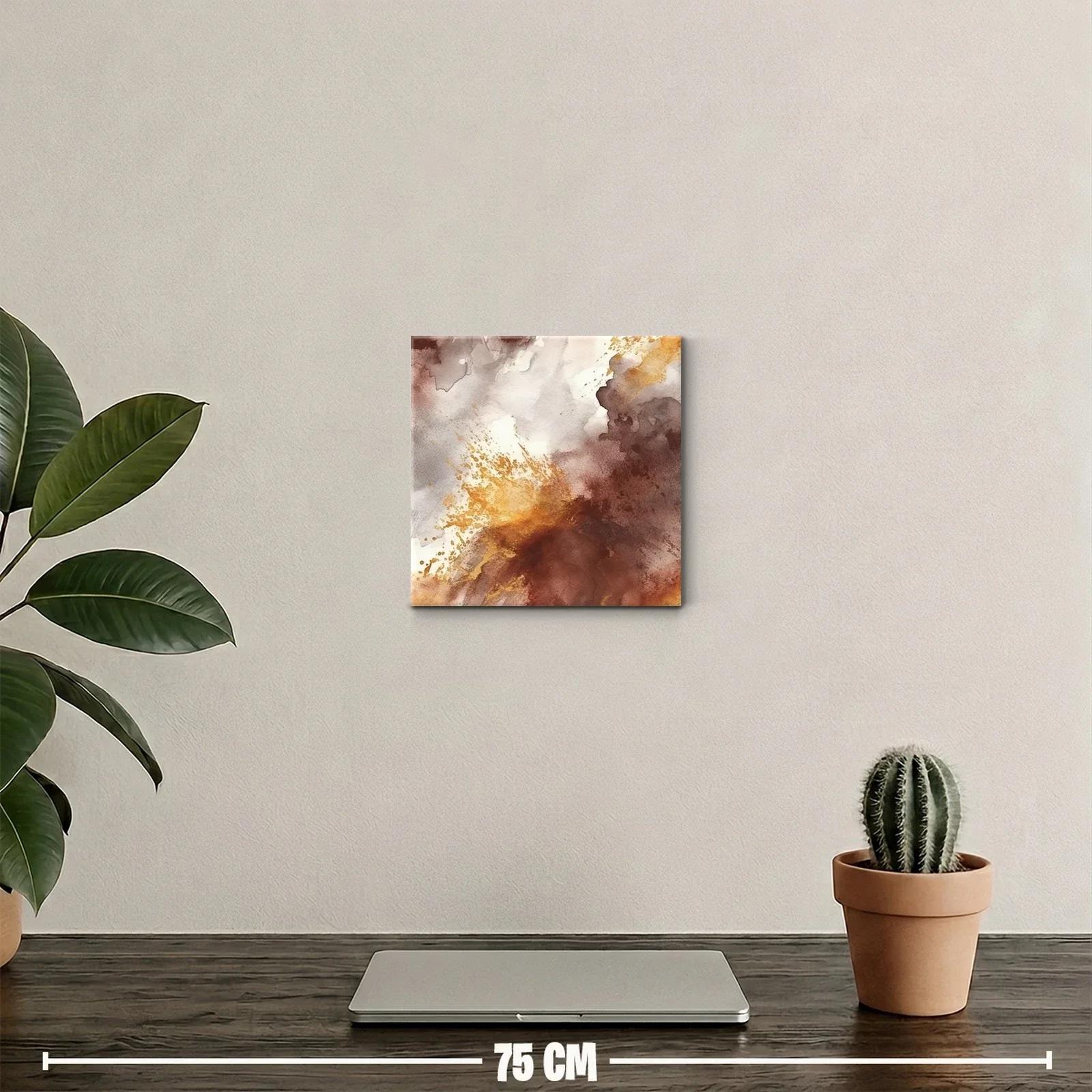 Cuadro abstracto en tonos tierra y dorados cálidos — miniatura 2