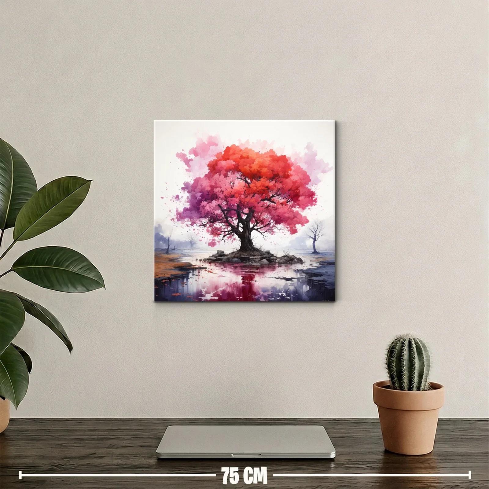 Árbol vibrante en isla reflejando tonos cálidos y fríos — miniatura 2