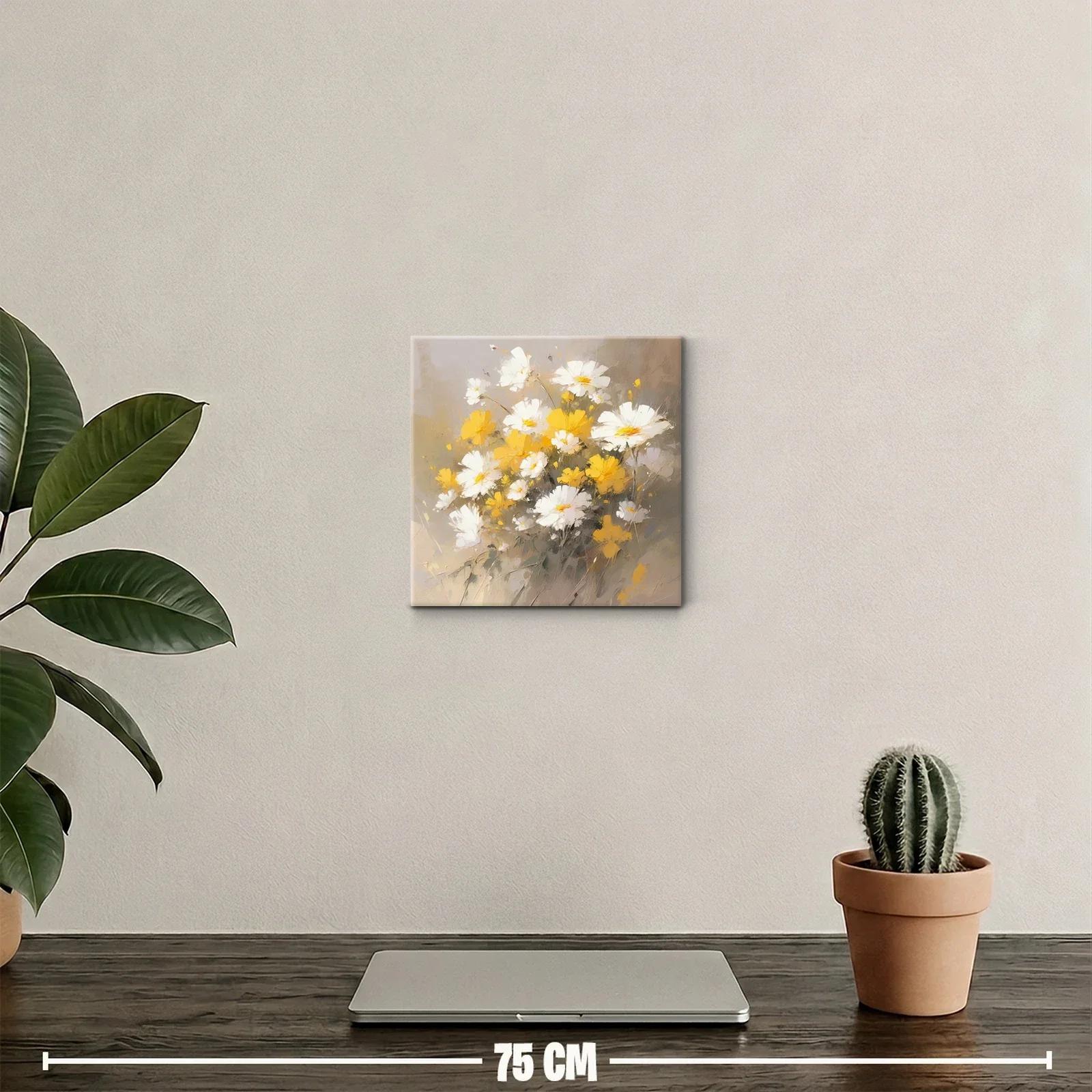 Cuadro decorativo con flores blancas y amarillas — miniatura 2