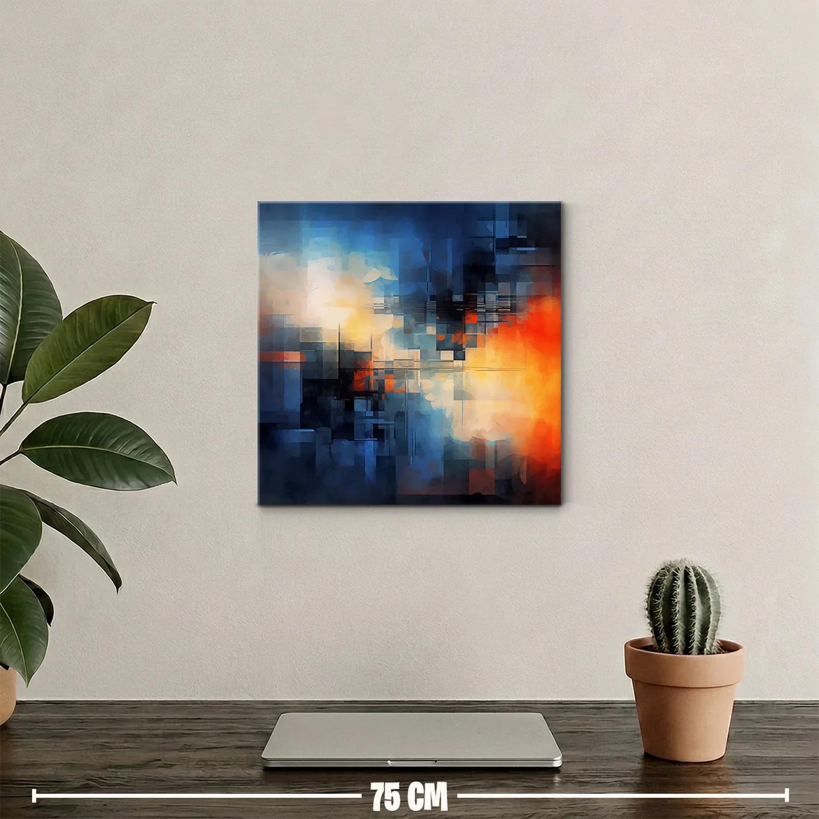 Composición abstracta en tonos azules y naranjas vibrantes — miniatura 2