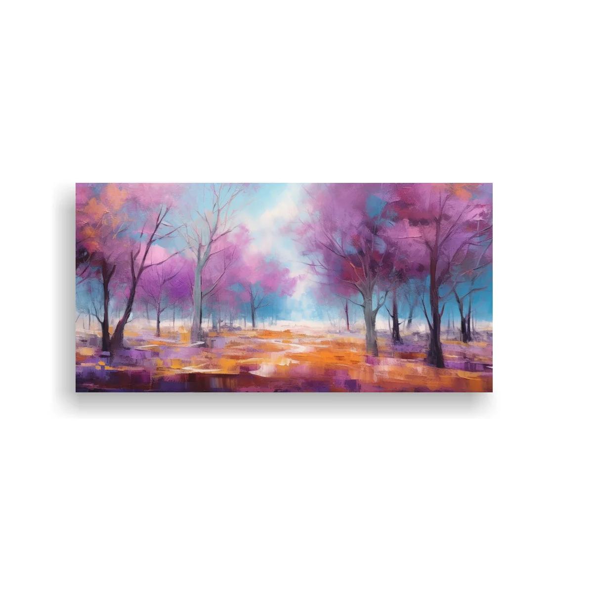 Cuadro bosque de árboles rosados con sendero luminoso — imagen principal