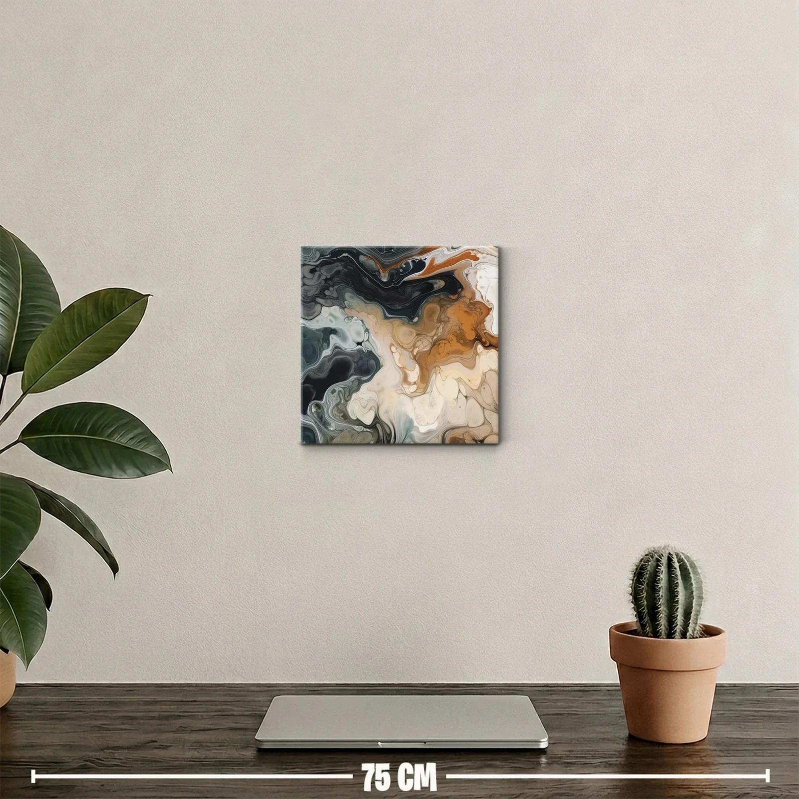 Cuadro decorativo con formas fluidas en tonos tierra y neutros — miniatura 2
