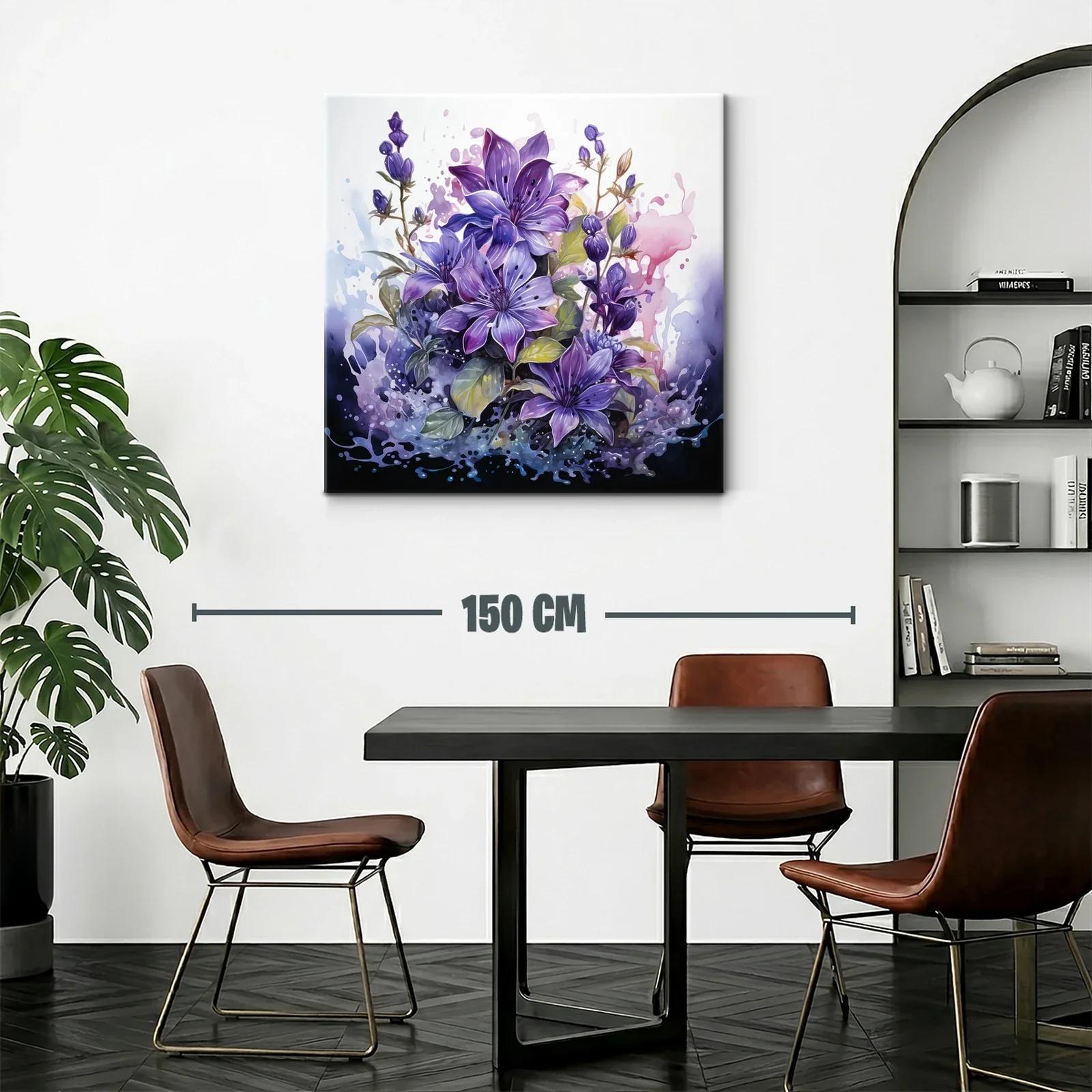 Flores violetas vibrantes con detalles en acuarela — miniatura 2