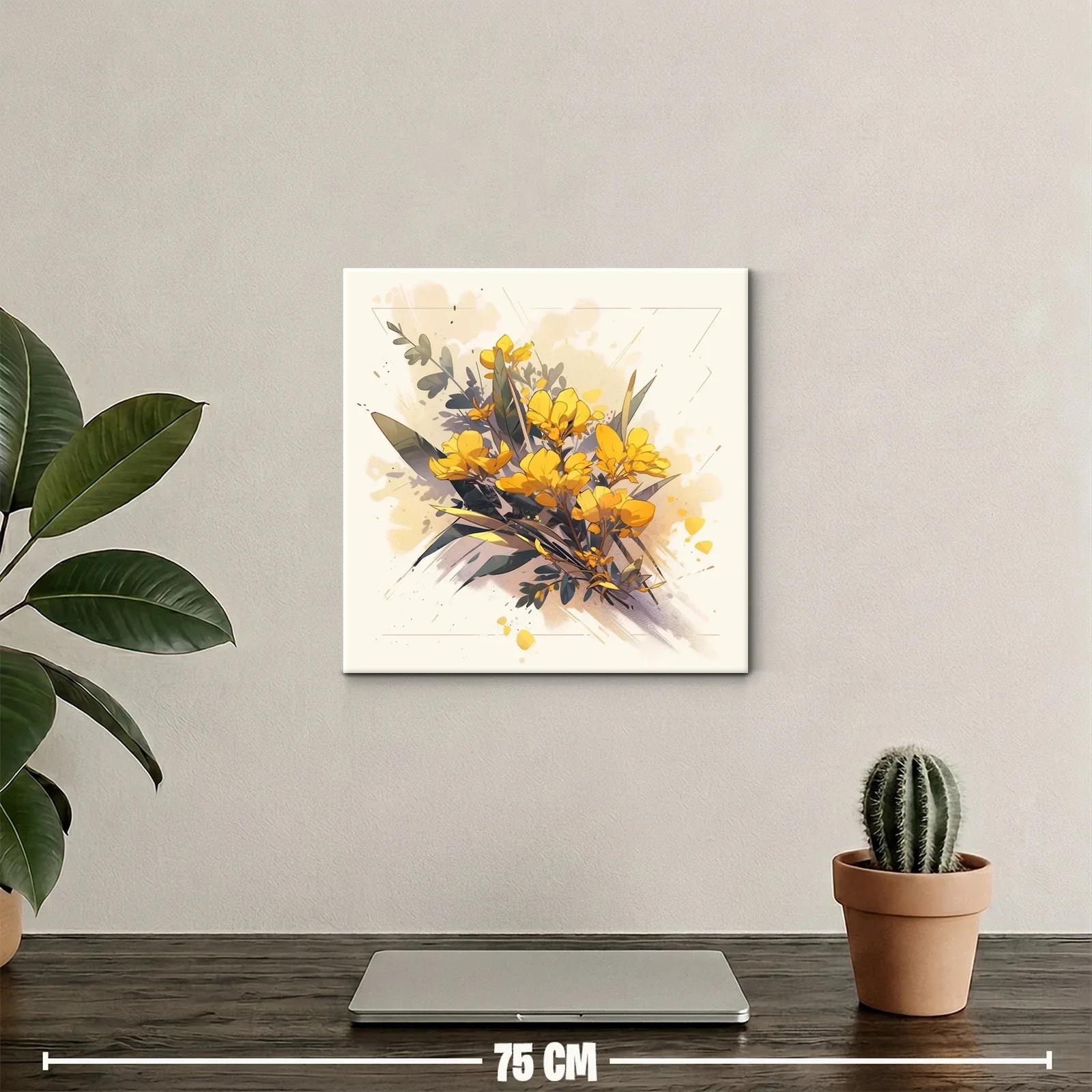 Ramo vibrante de flores amarillas con hojas verdes — miniatura 2