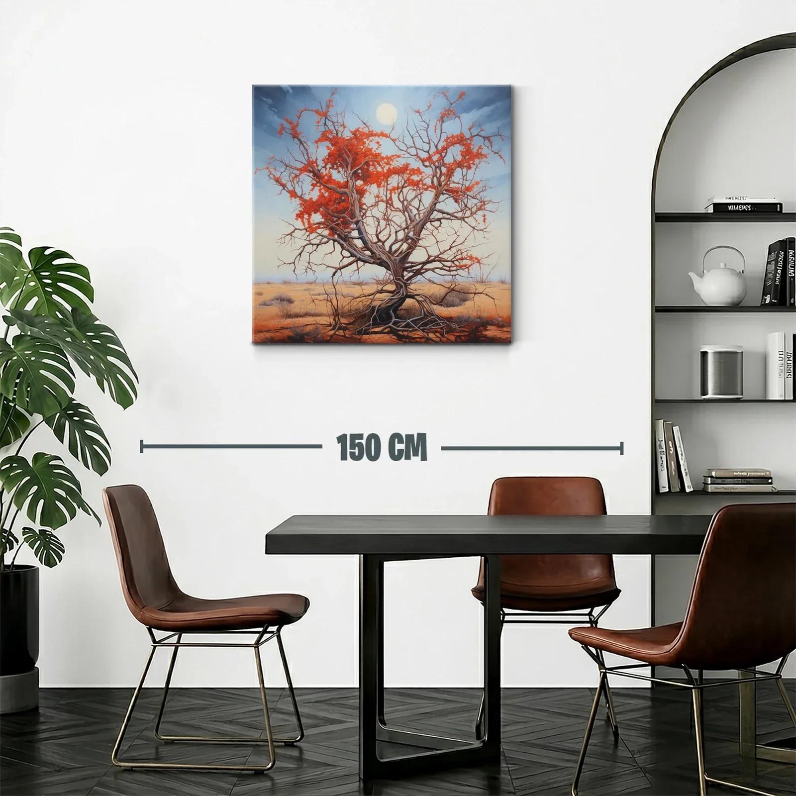 Árbol solitario con follaje rojo en paisaje desértico — miniatura 2