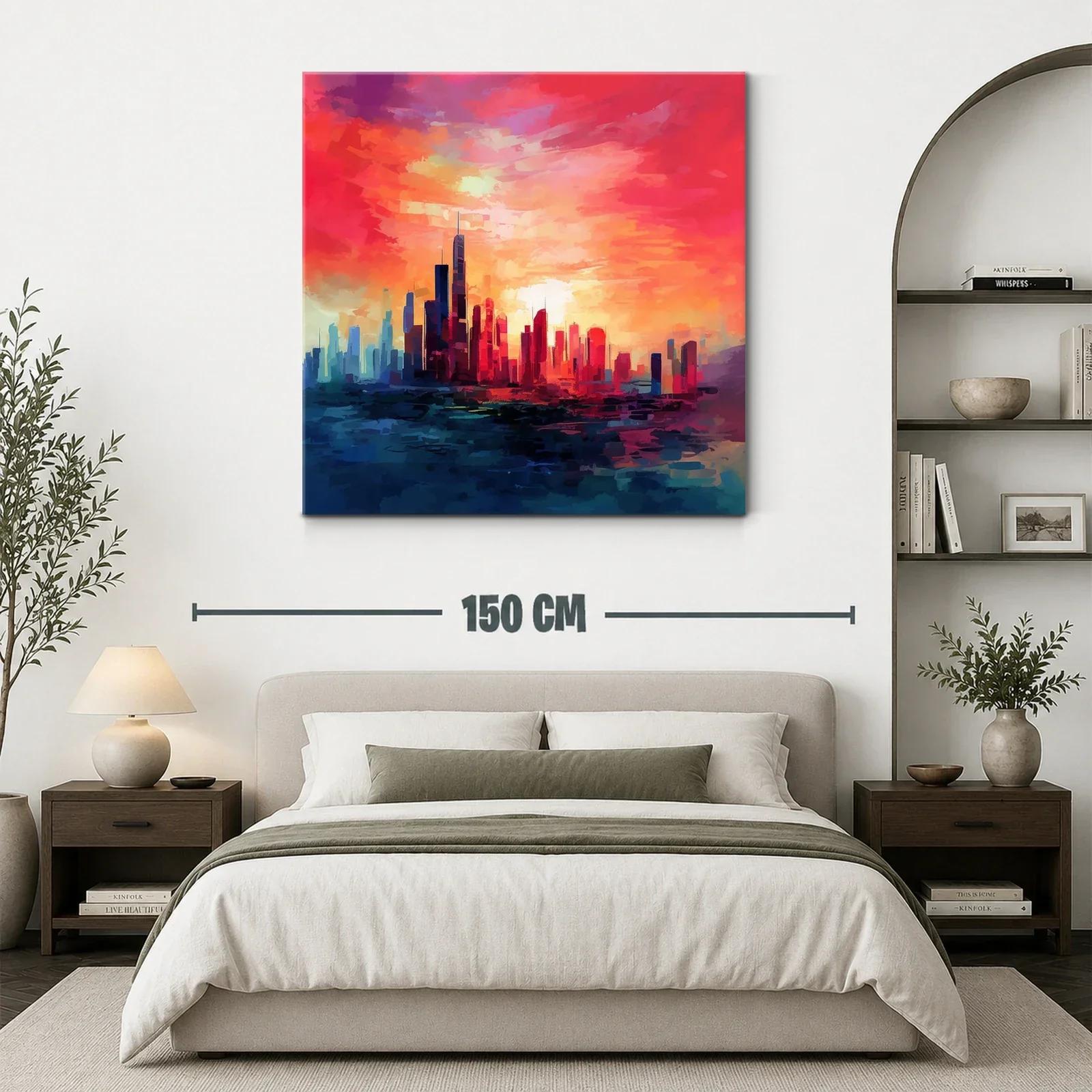 Cityscape at Sunset con vibrantes tonos cálidos y fríos — miniatura 3