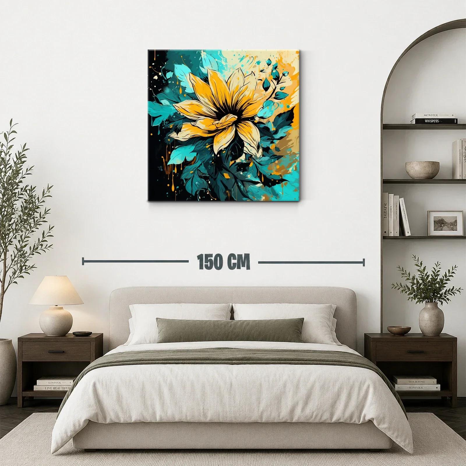 Vibrante flor amarilla con hojas en tonos azulados — miniatura 3