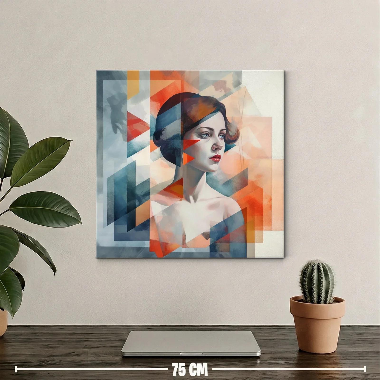 Retrato femenino con formas geométricas en tonos cálidos — miniatura 2