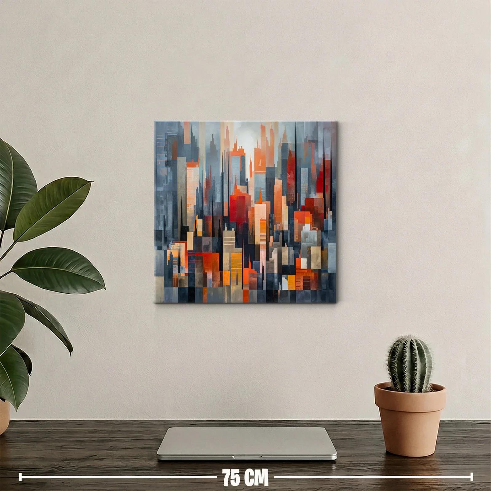 Composición abstracta de paisaje urbano con tonos cálidos — miniatura 2