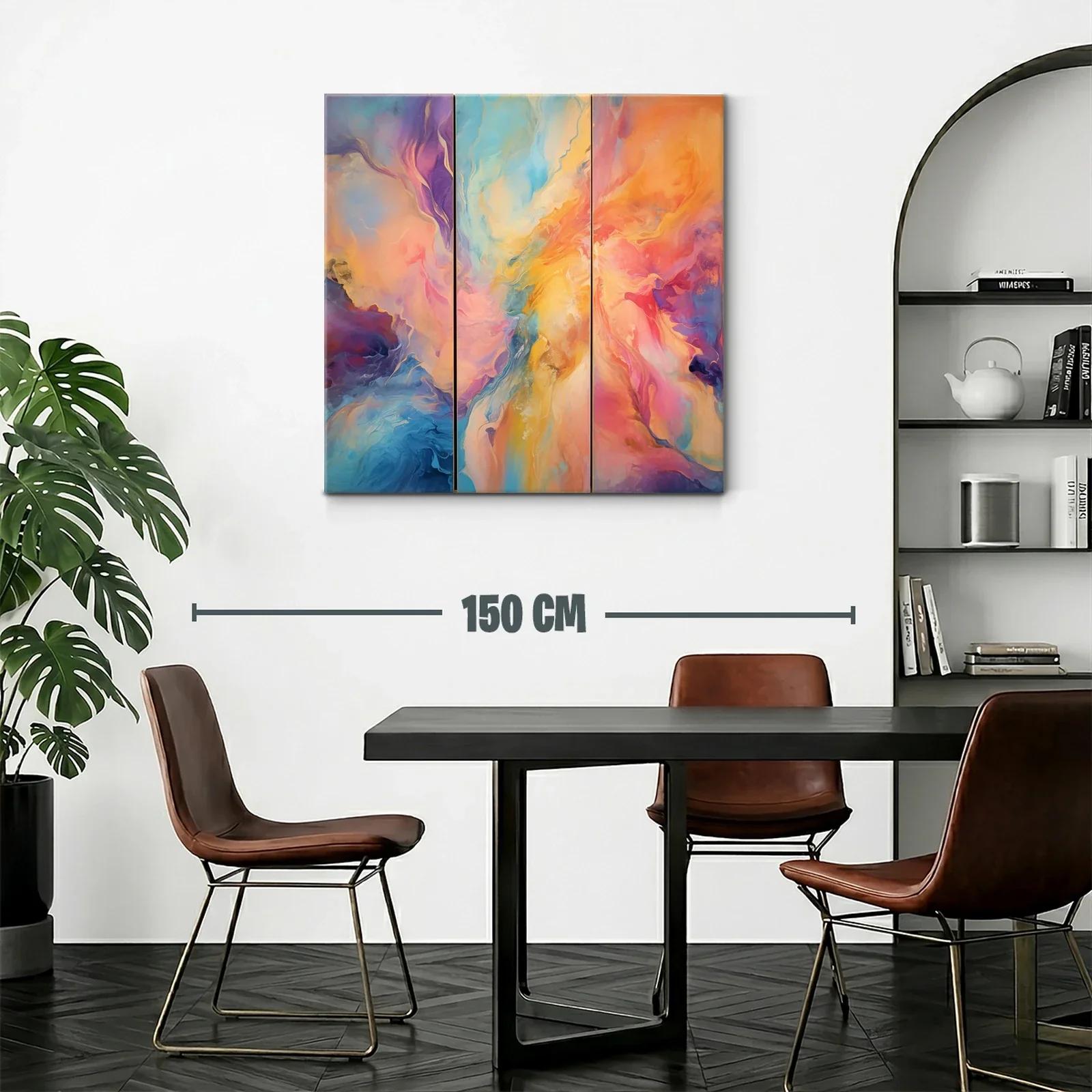 Cuadro abstracto en tonos cálidos y fríos vibrantes — miniatura 2