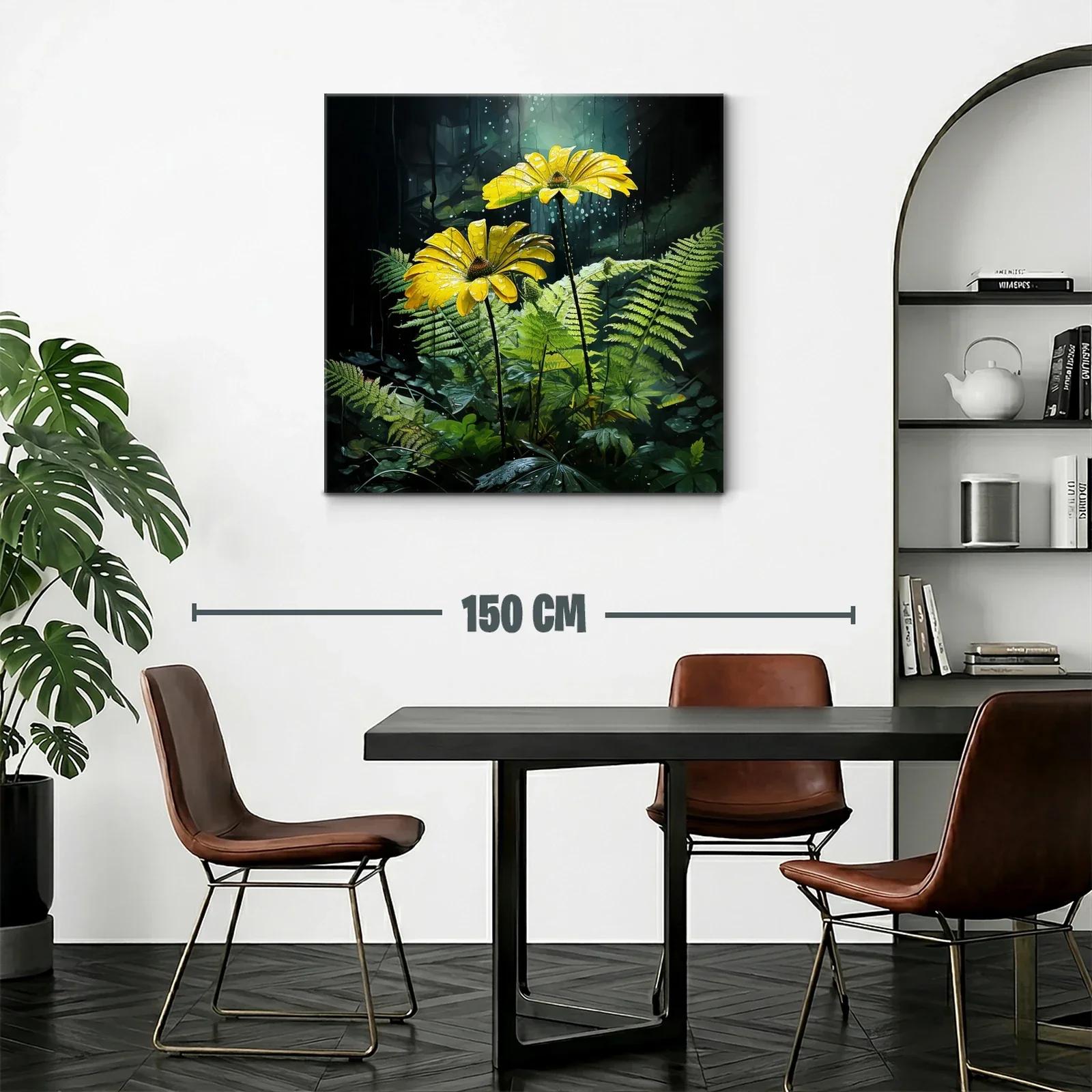 Flores Amarillas Luminosas entre Helechos Verdes — miniatura 2
