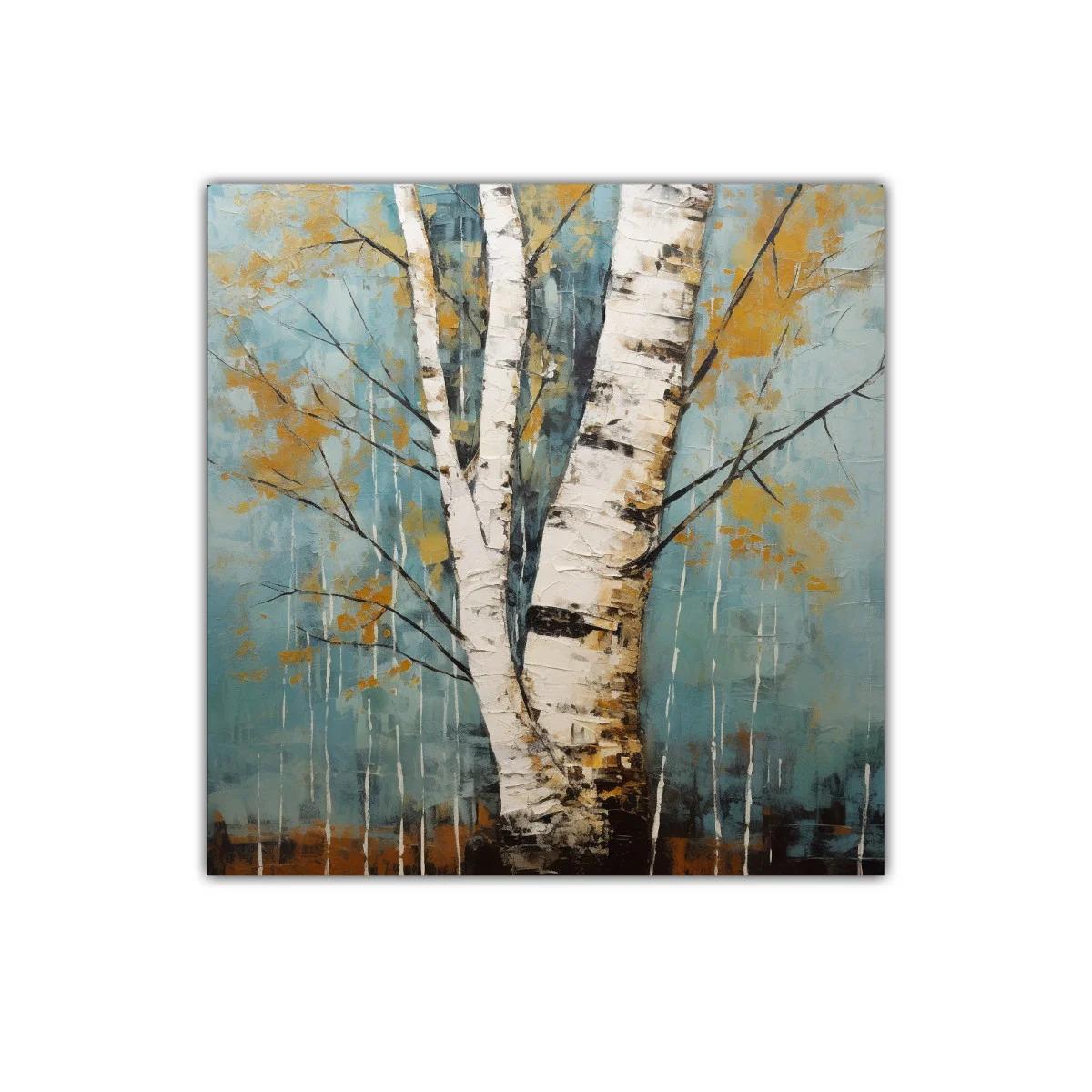 Troncos de abedul en paisaje otoñal sereno — miniatura 1