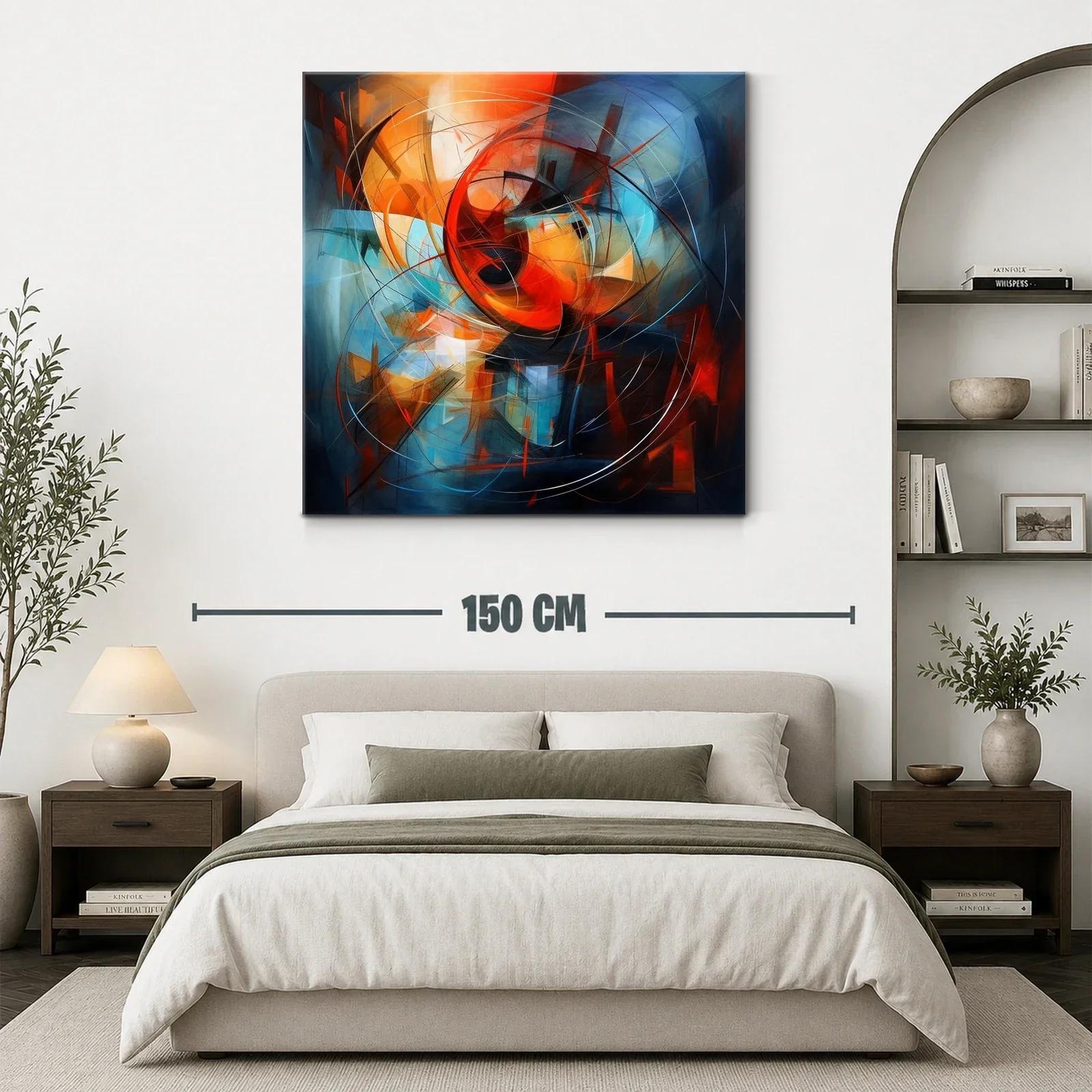 Cuadro abstracto con vibrantes tonos cálidos y fríos — miniatura 3