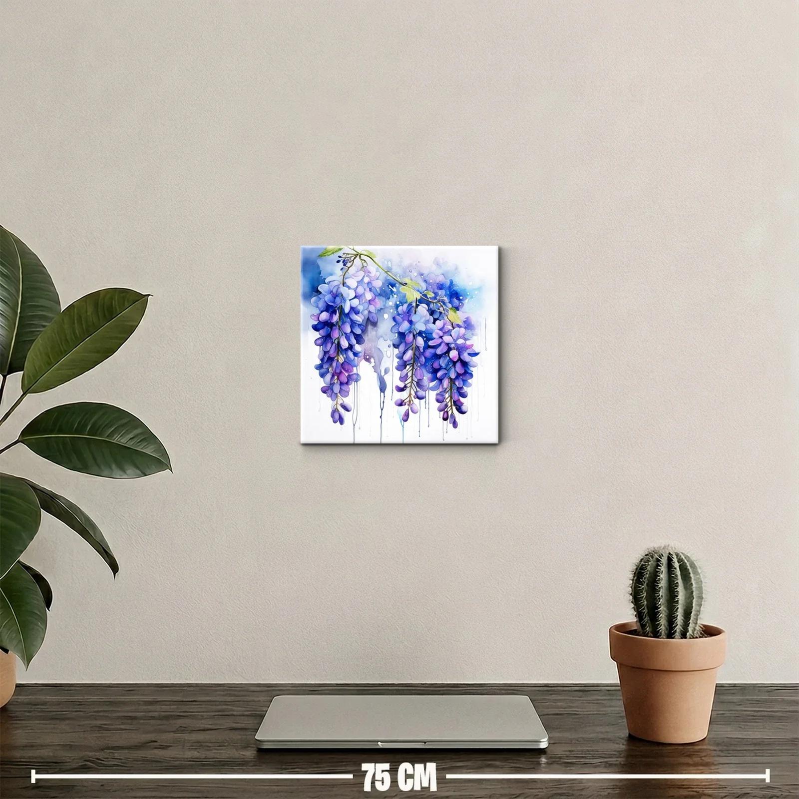 Cuadro decorativo con racimos de glicina en tonos violetas — miniatura 2