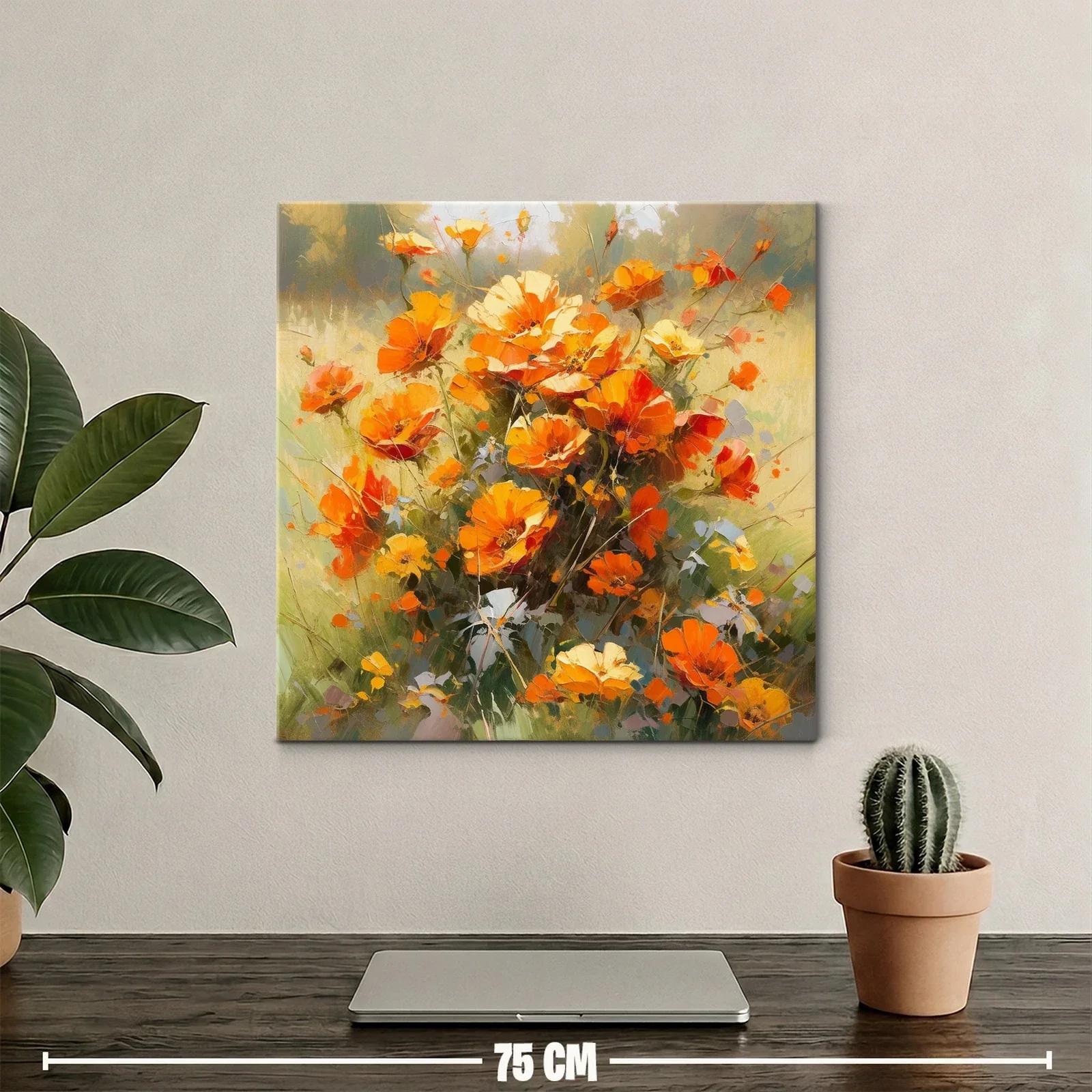 Cuadro floral con vibrantes tonos naranjas y amarillos — miniatura 2