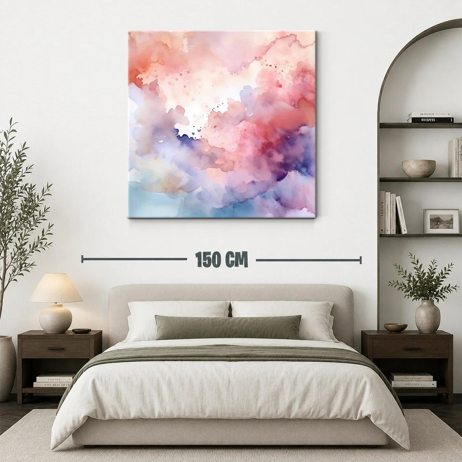 Cuadro abstracto en tonos suaves rosas y lilas — miniatura 3