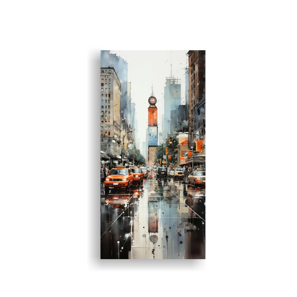 Cuadro de Times Square con avenida lluviosa y taxis amarillos — imagen principal