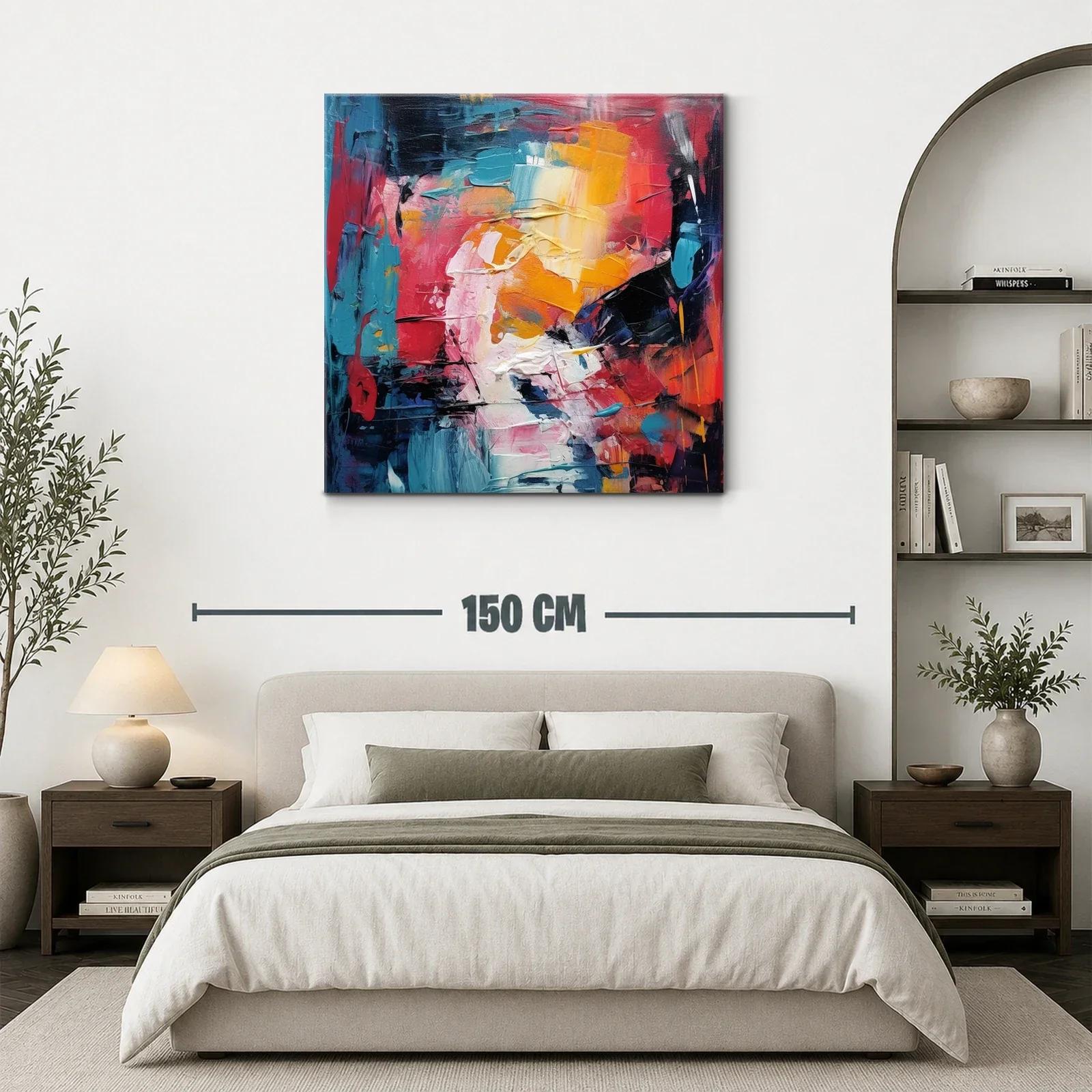 Cuadro abstracto con vibrantes tonos cálidos y fríos — miniatura 3