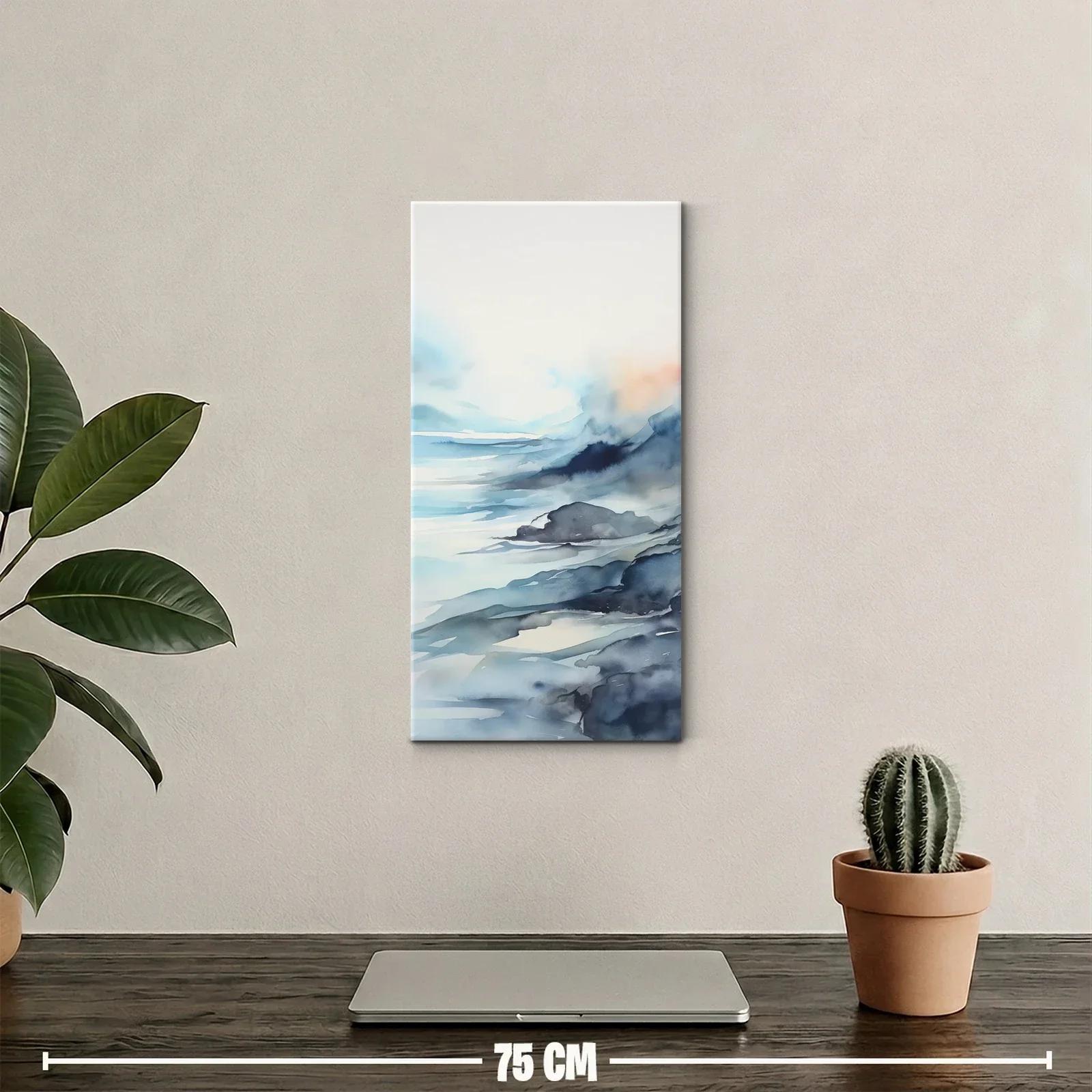 Cuadro olas del mar con costa brumosa — miniatura 2