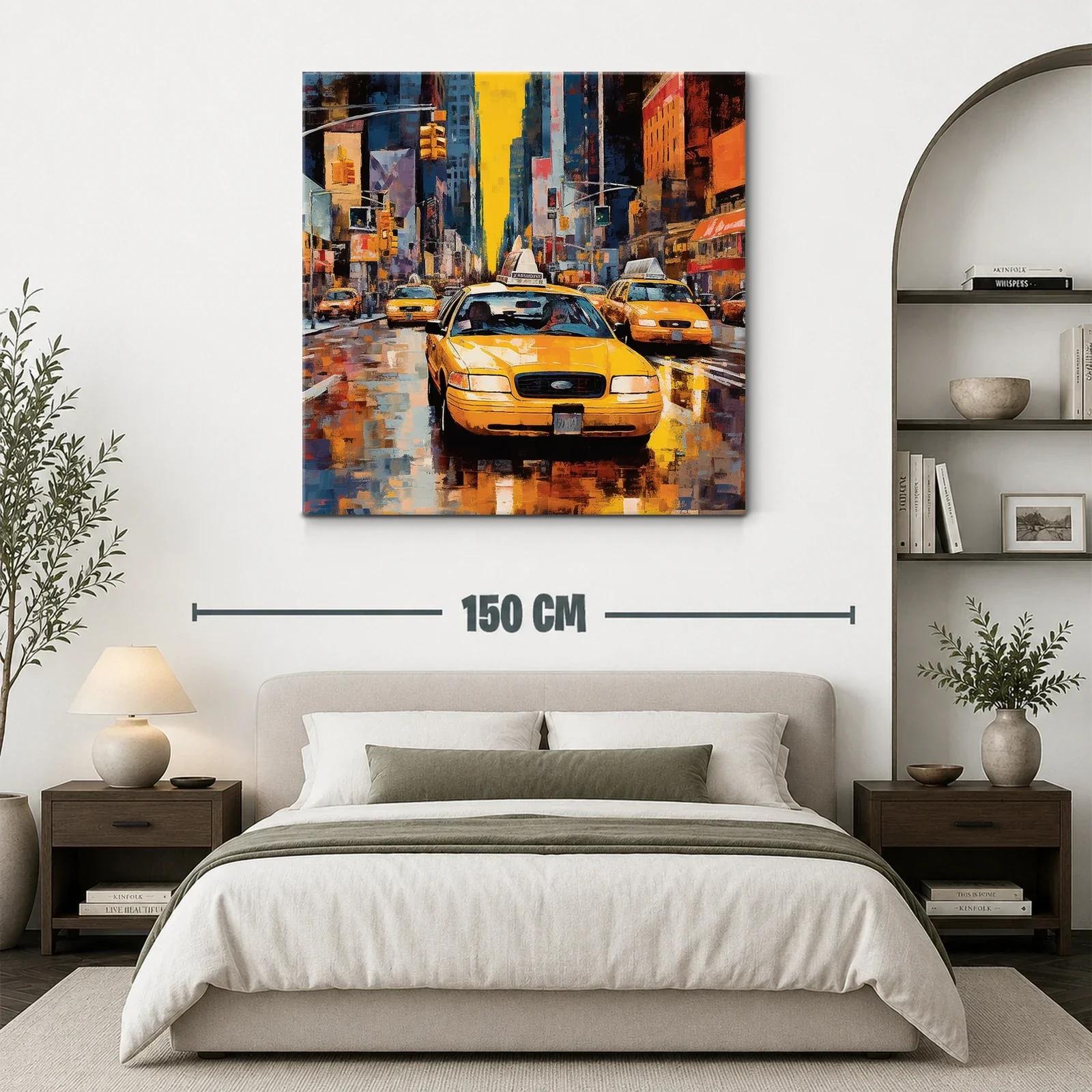 Vibrante escena urbana con taxis amarillos en ciudad — miniatura 3
