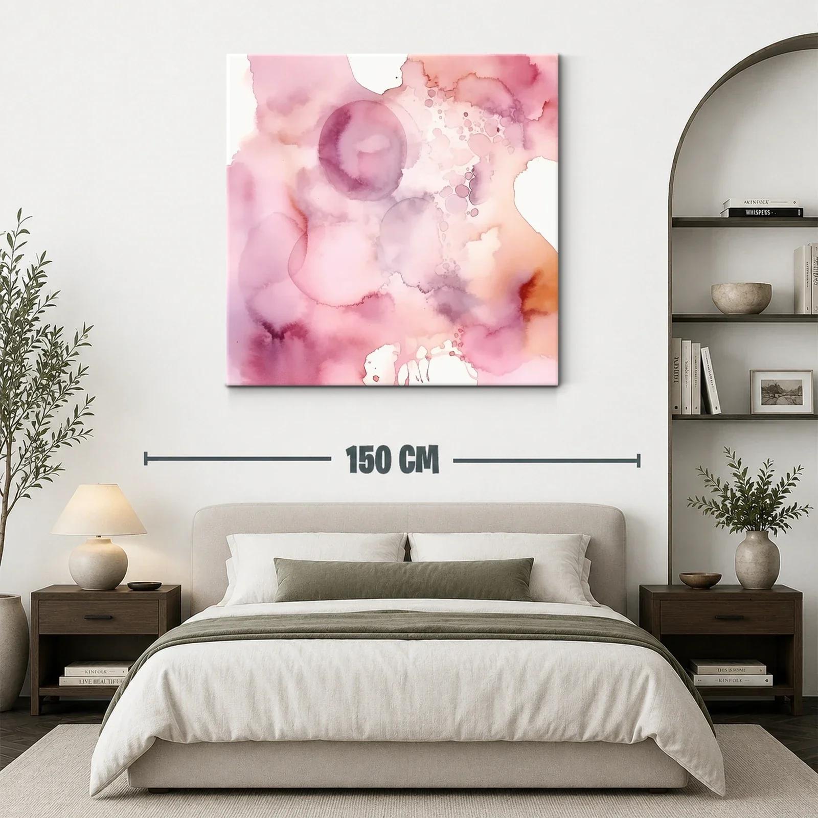 Cuadro abstracto en tonos rosas y melocotón suave — miniatura 3