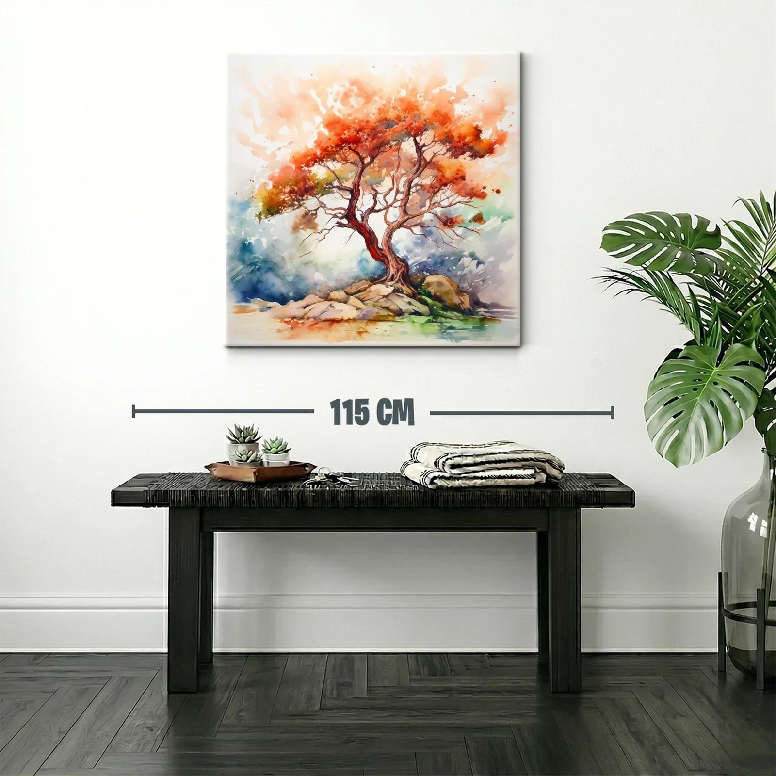 Árbol con follaje cálido y vibrante sobre rocas — miniatura 2