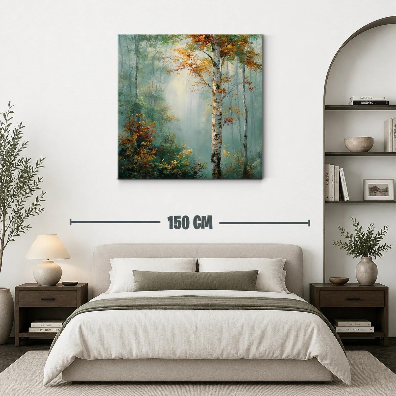 Bosque sereno con árboles otoñales y luz suave — miniatura 3