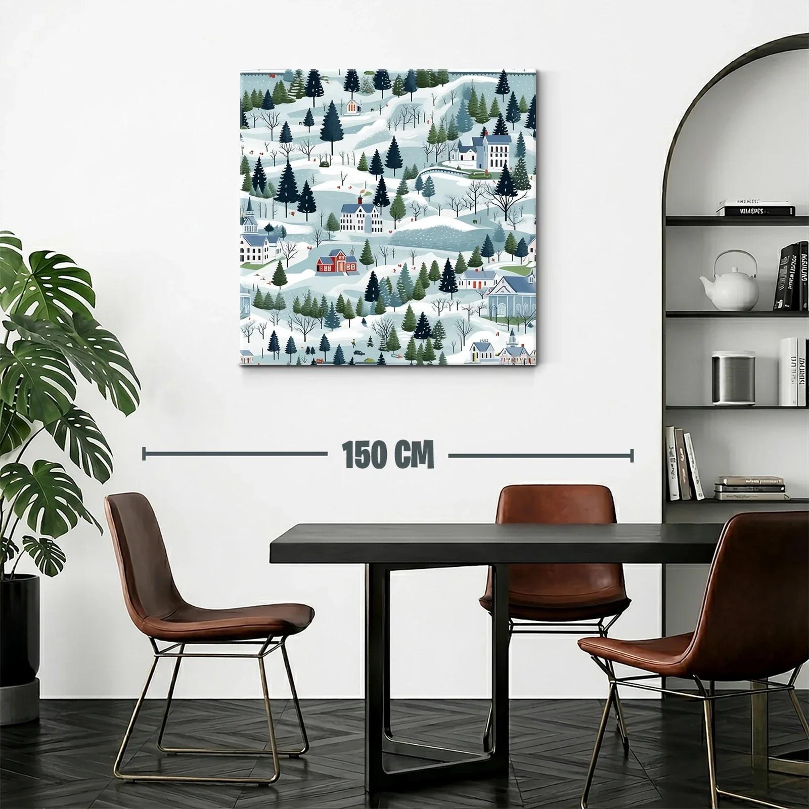 Paisaje de Invierno con Casas y Bosques Nevados — miniatura 2