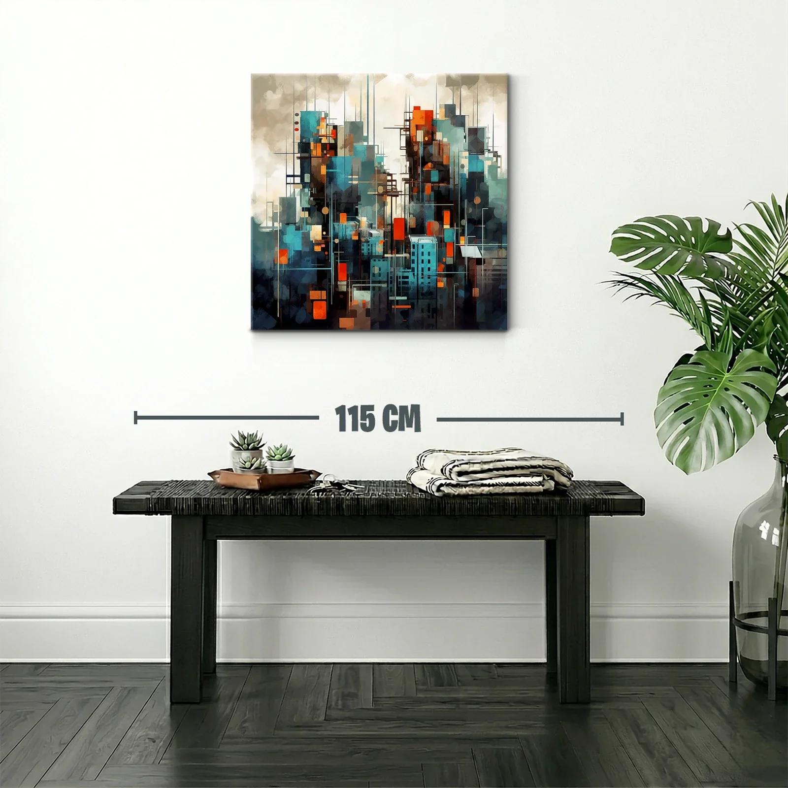 Cuadro abstracto de ciudad moderna con toques vibrantes — miniatura 2