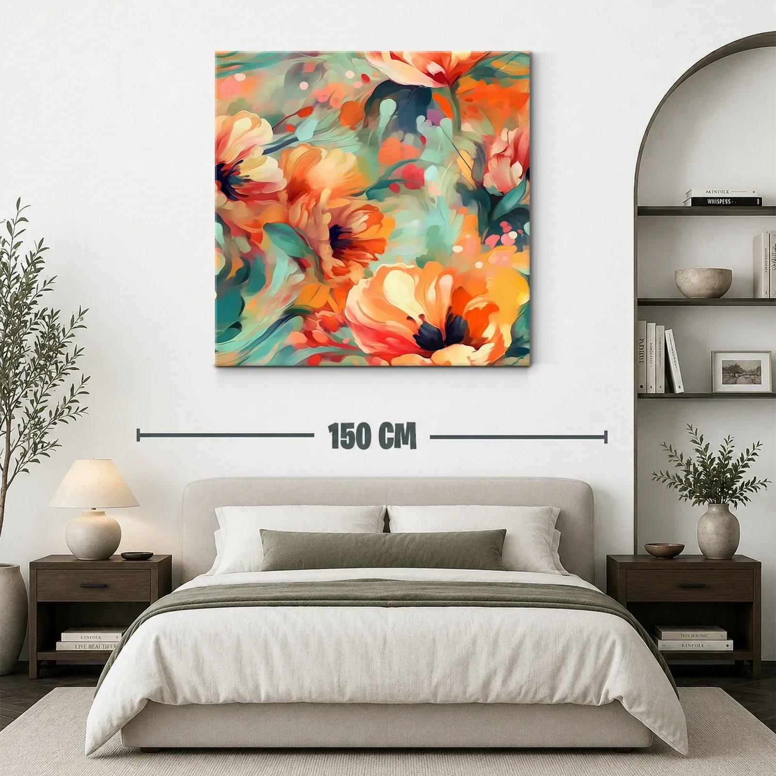 Cuadro floral vibrante con tonos cálidos y detalles suaves — miniatura 3