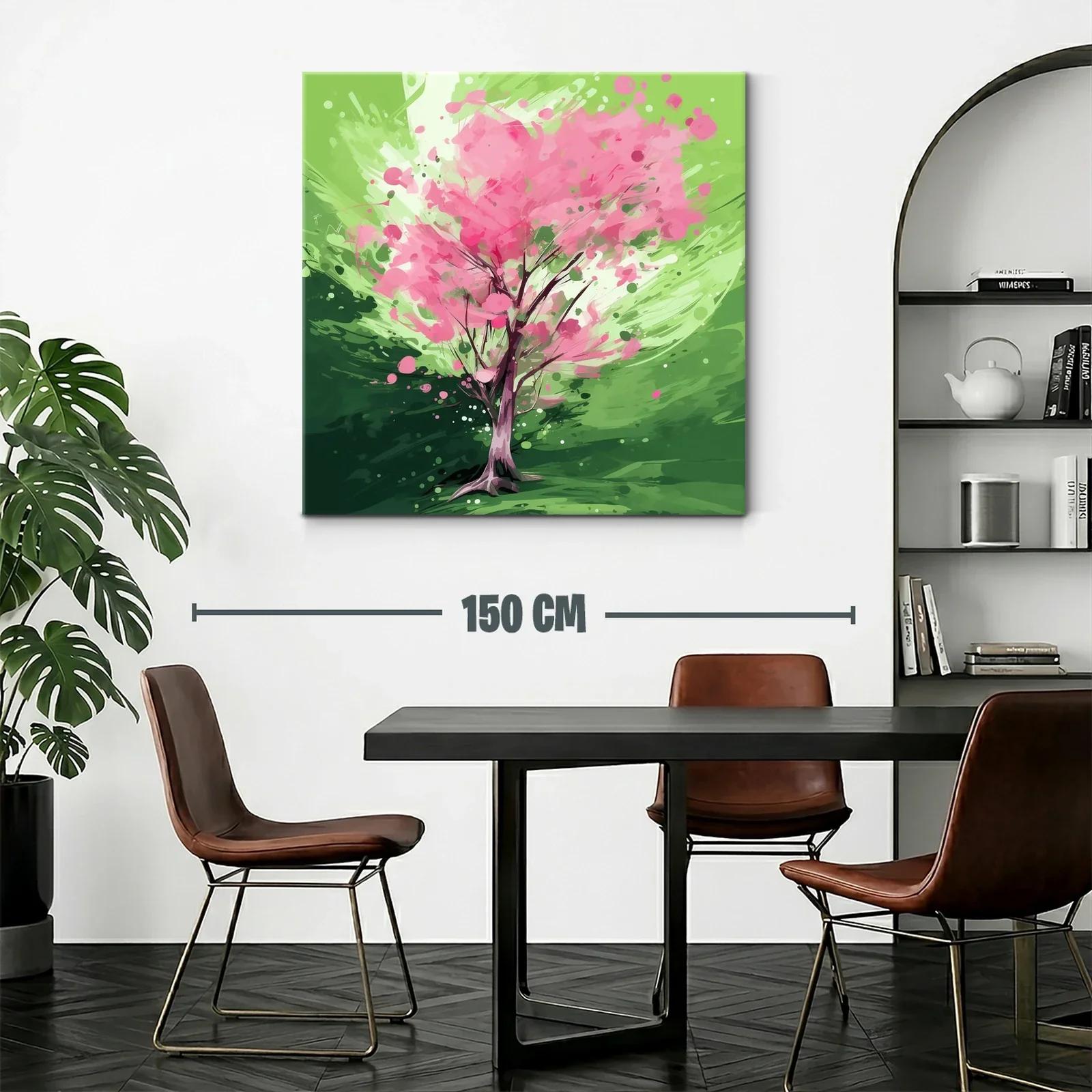 Árbol en flor con vibrantes tonos verdes y rosas — miniatura 2