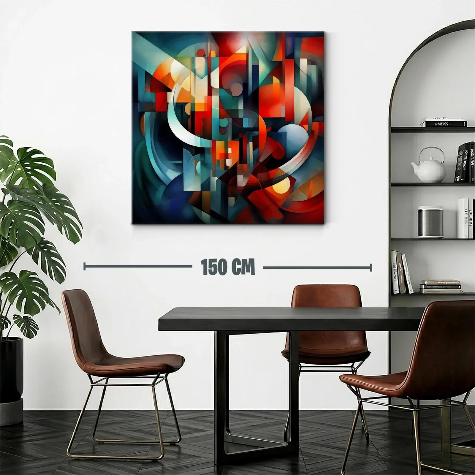 Composición abstracta en tonos cálidos y fríos equilibrados — miniatura 2