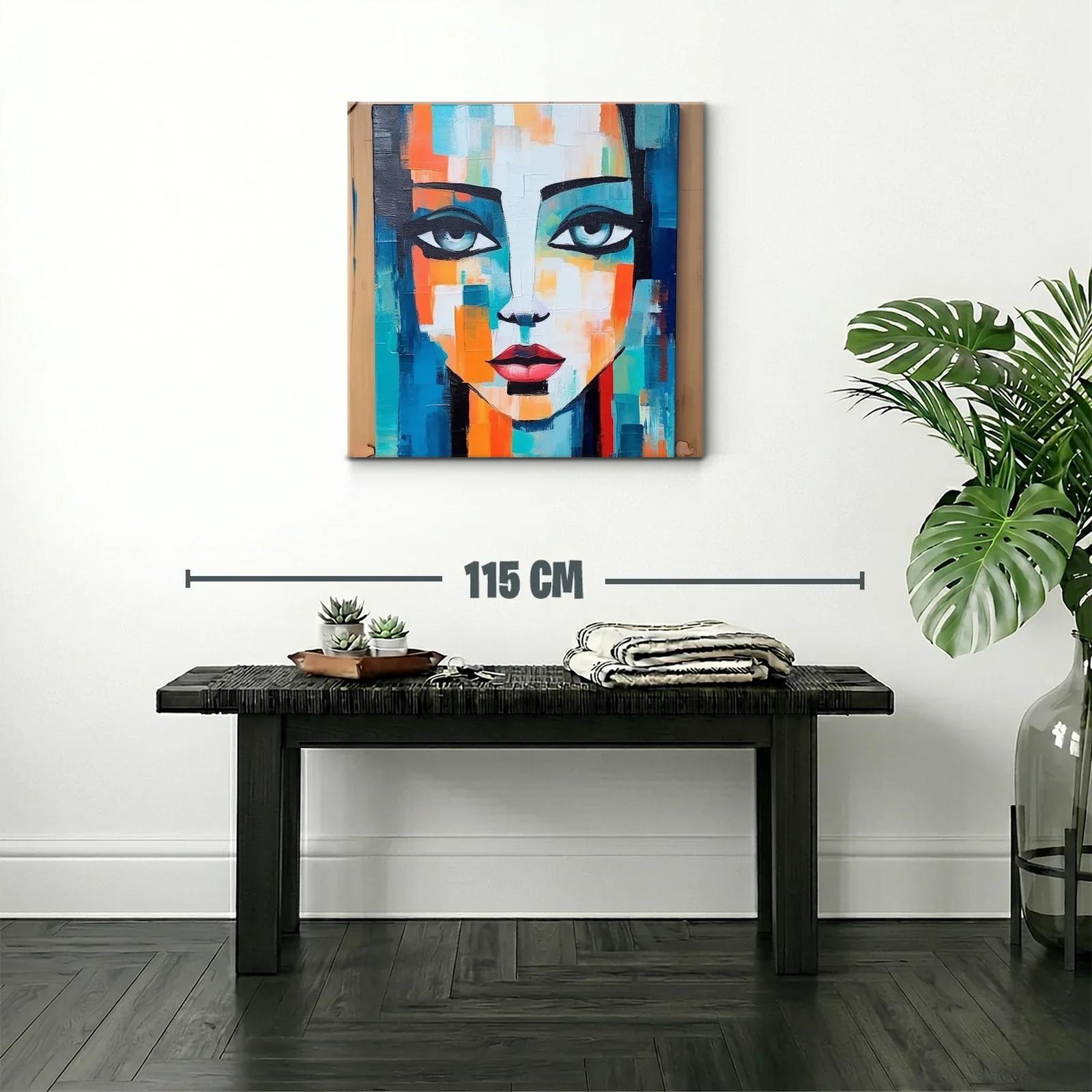 Rostro femenino vibrante con tonos azul y naranja — miniatura 2