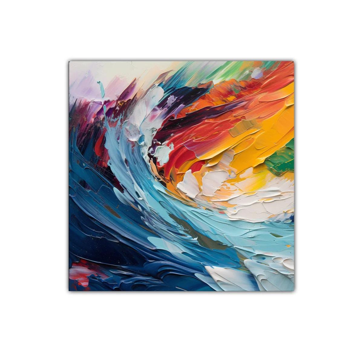 Cuadro abstracto en vibrantes tonos cálidos y fríos — miniatura 1