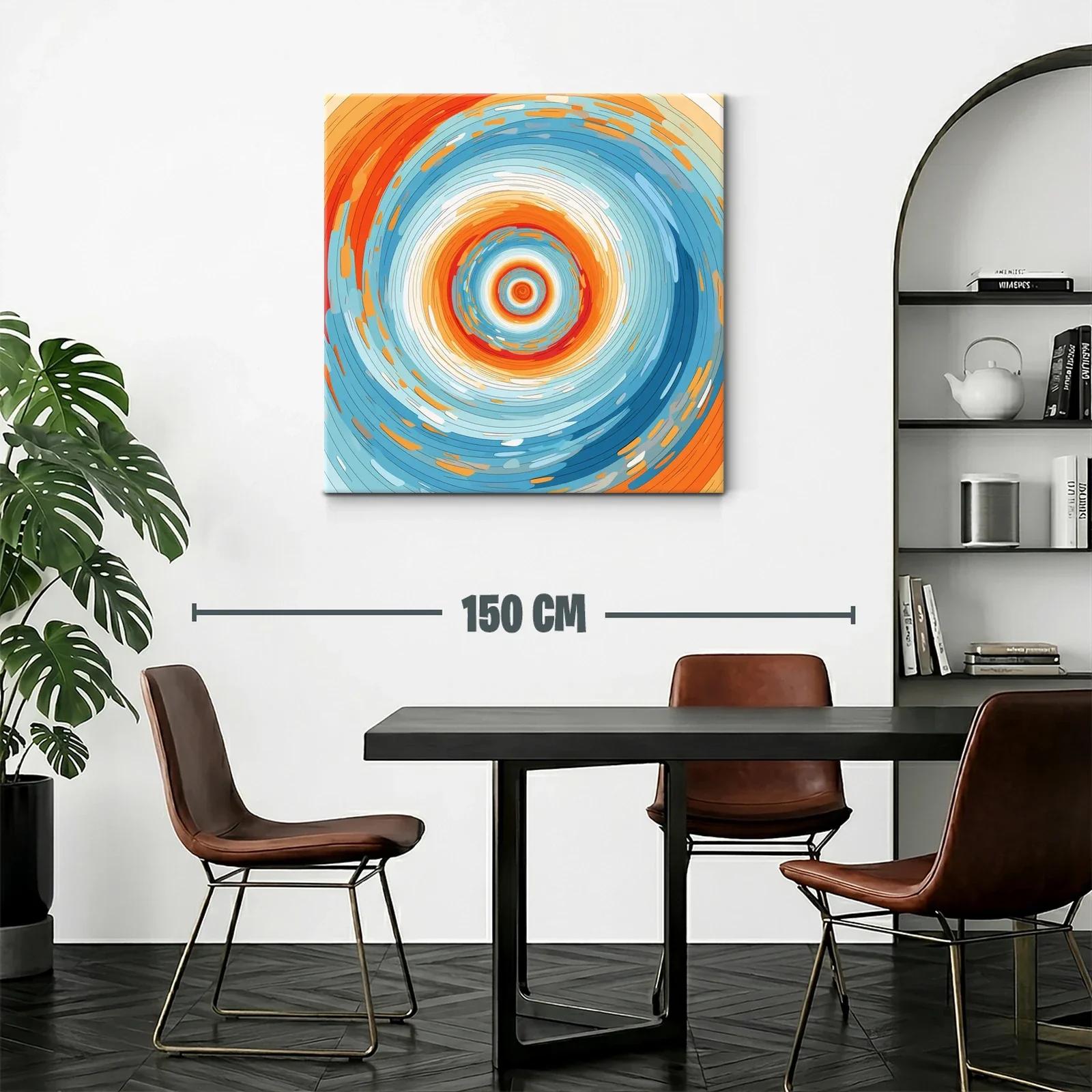 Cuadro abstracto con círculos concéntricos vibrantes — miniatura 2