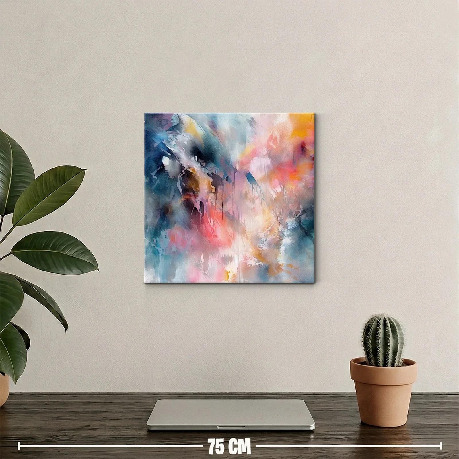 Cuadro abstracto con tonos cálidos y fríos vibrantes — miniatura 2