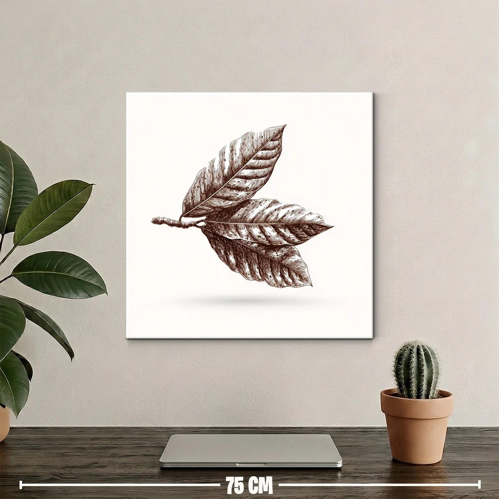 Elegante dibujo botánico de hojas en tonos sepia — miniatura 2