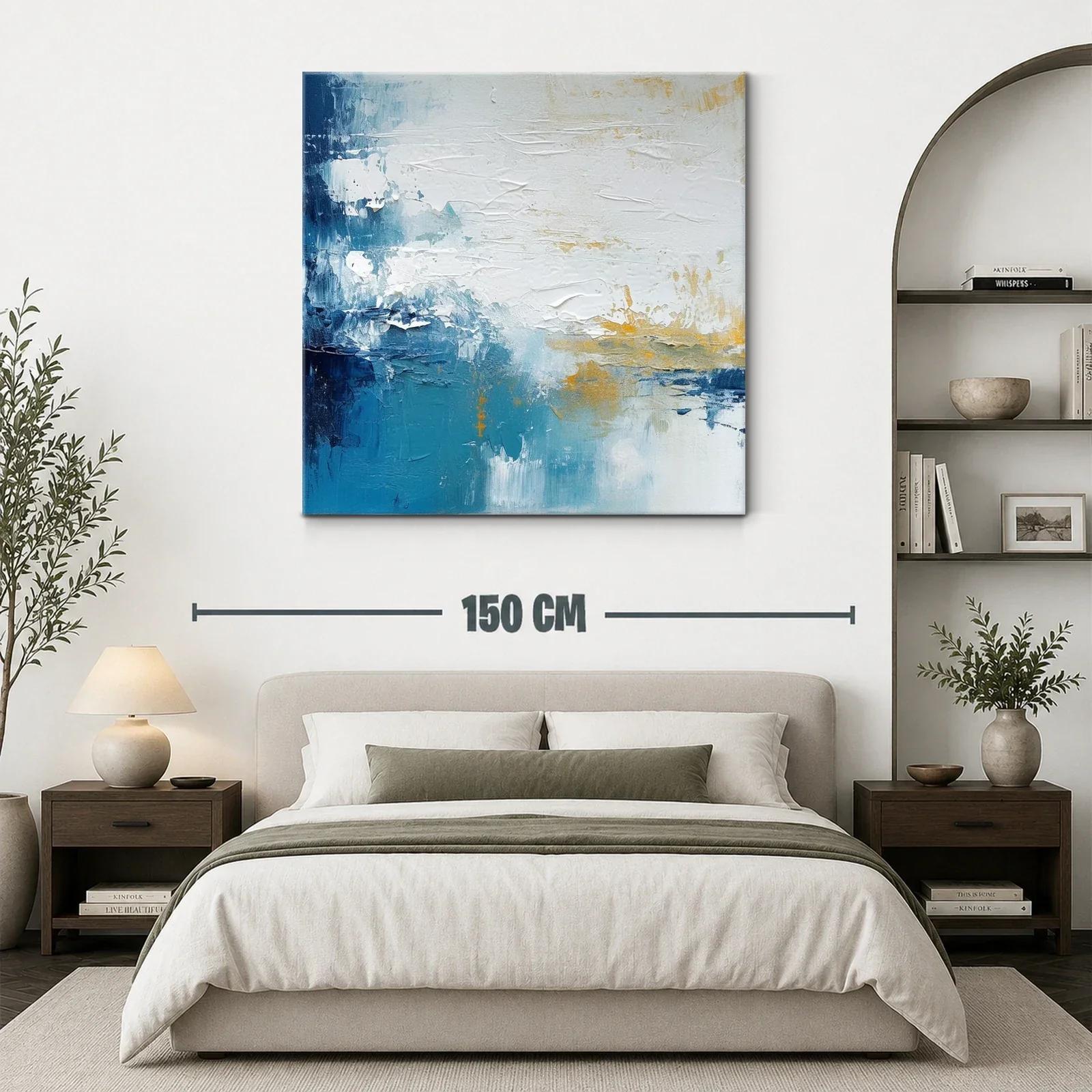 Composición abstracta en azul blanco y dorado — miniatura 3