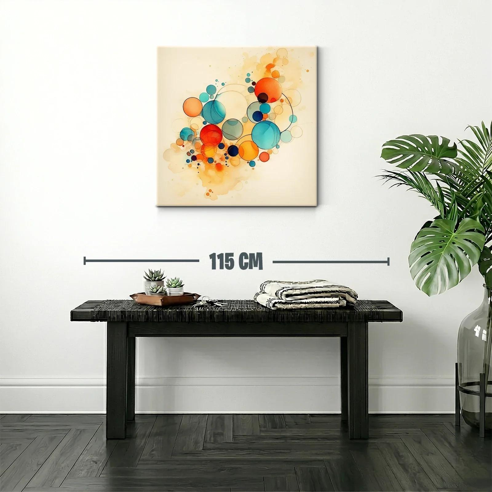 Composición abstracta con círculos en tonos cálidos y fríos — miniatura 2
