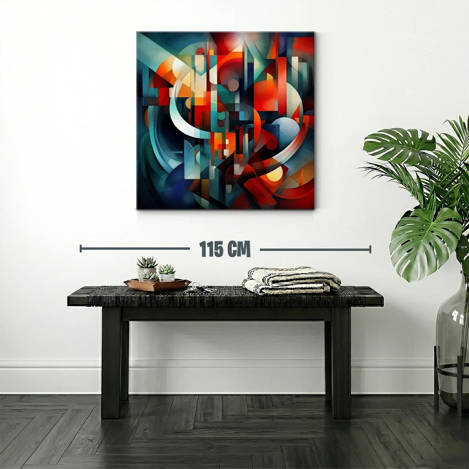 Composición abstracta en tonos cálidos y fríos equilibrados — miniatura 2