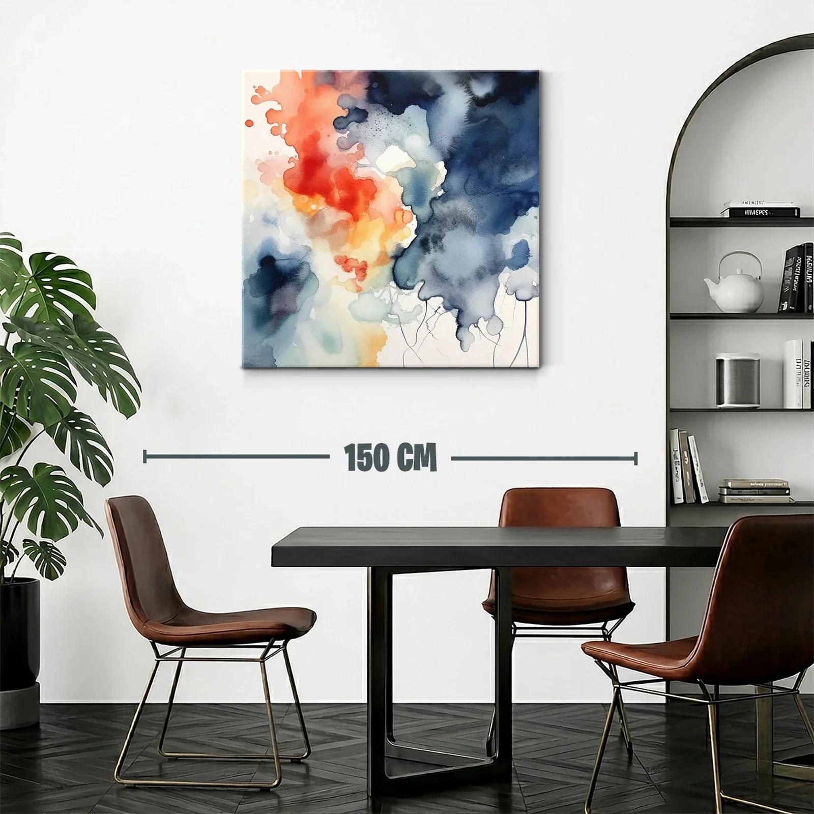 Cuadro abstracto con tonos cálidos y fríos vibrantes — miniatura 2