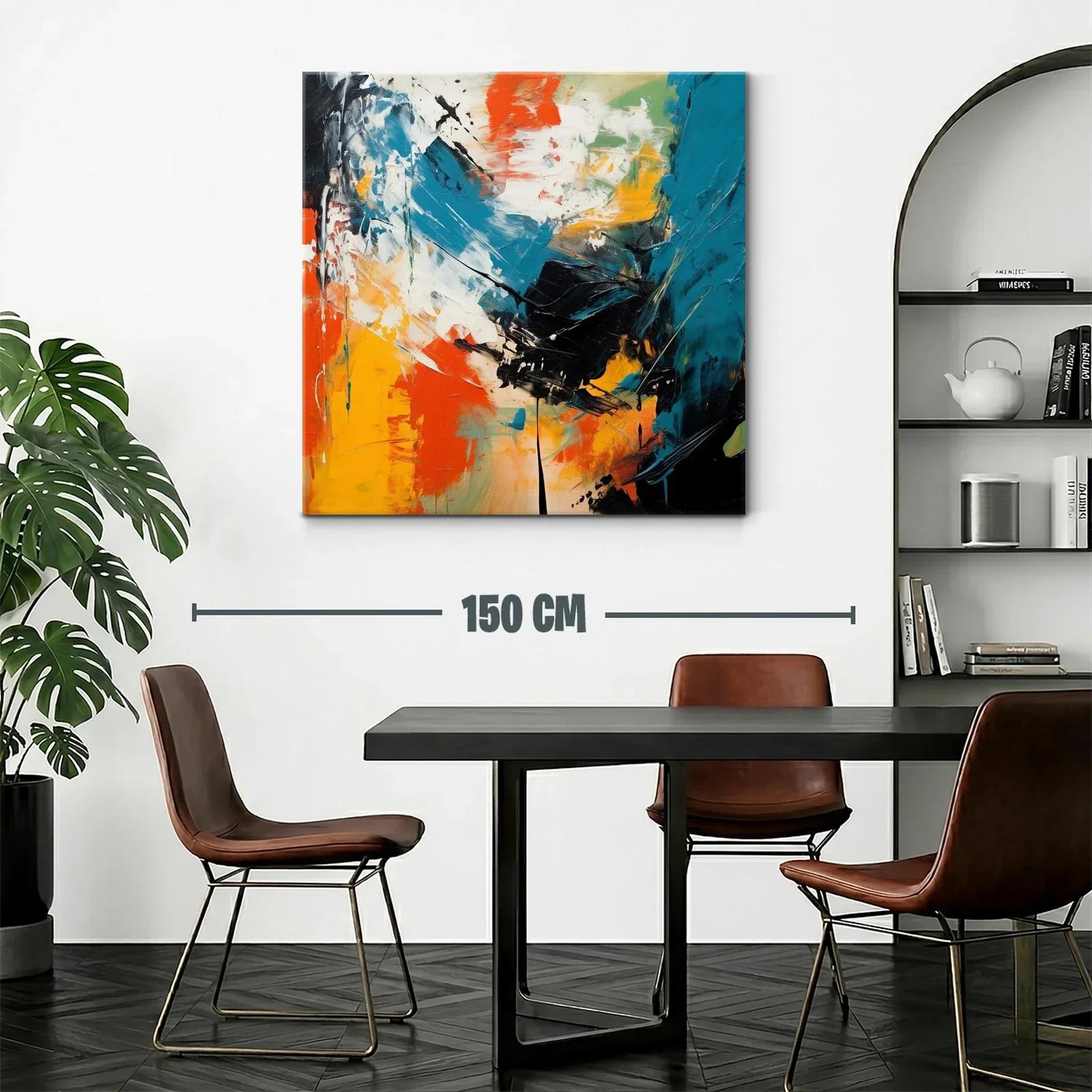 Cuadro abstracto con vibrantes tonos cálidos y fríos — miniatura 2