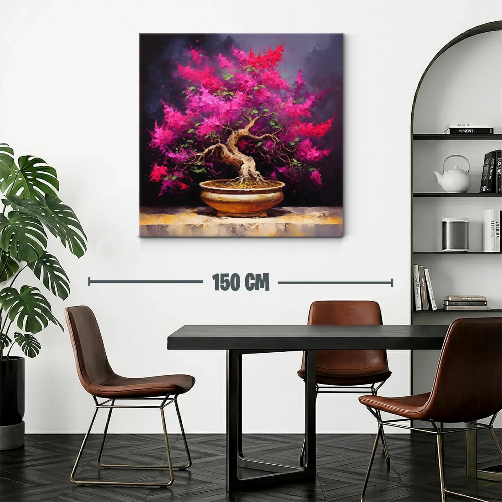Bonsái en flor con tonos vibrantes y fondo oscuro — miniatura 2