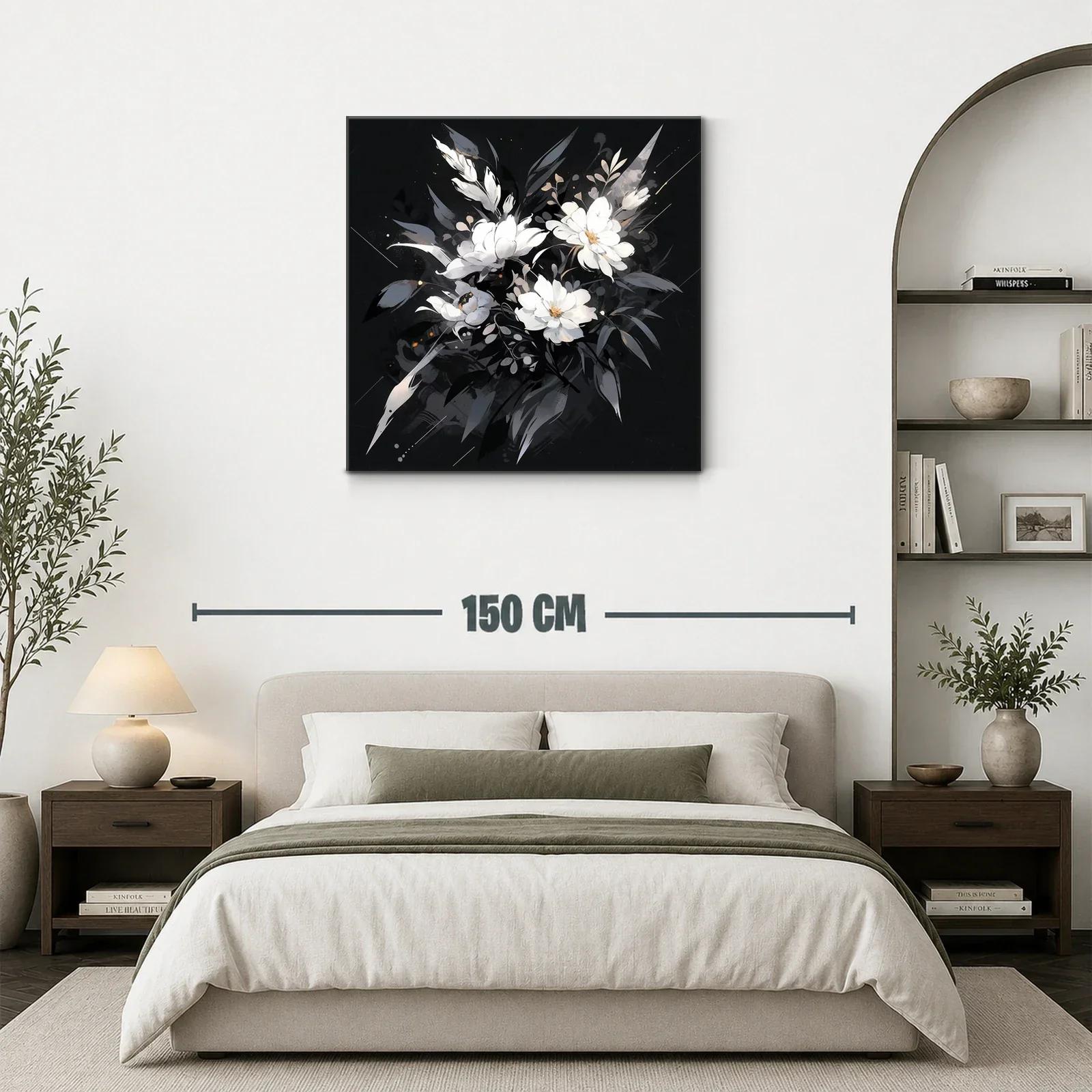 Elegancia floral en tonos blancos y grises sobre fondo oscuro — miniatura 3