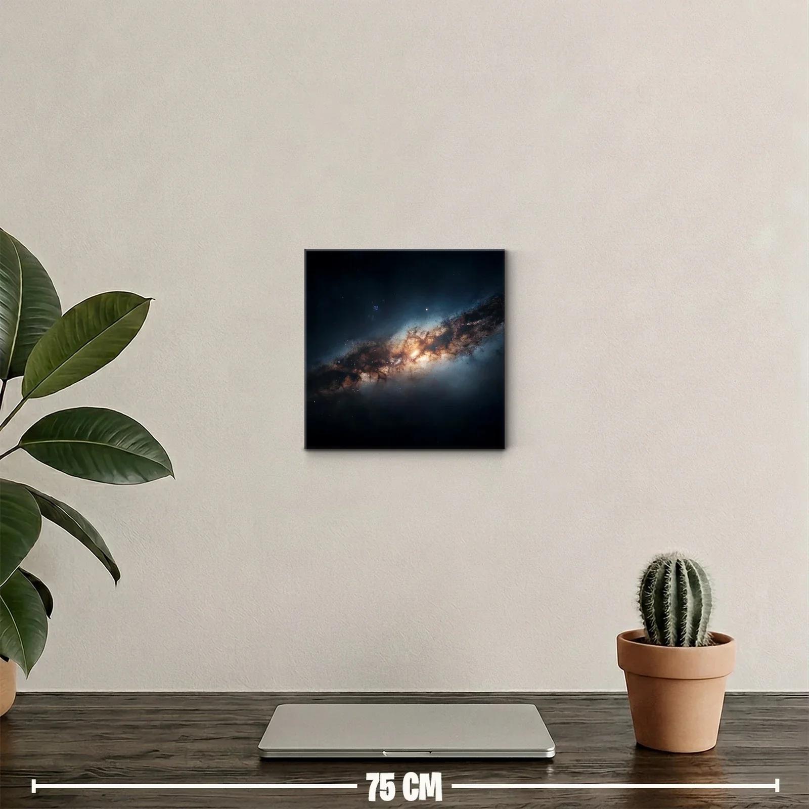 Cuadro decorativo galaxia cósmica en tonos oscuros y cálidos — miniatura 2