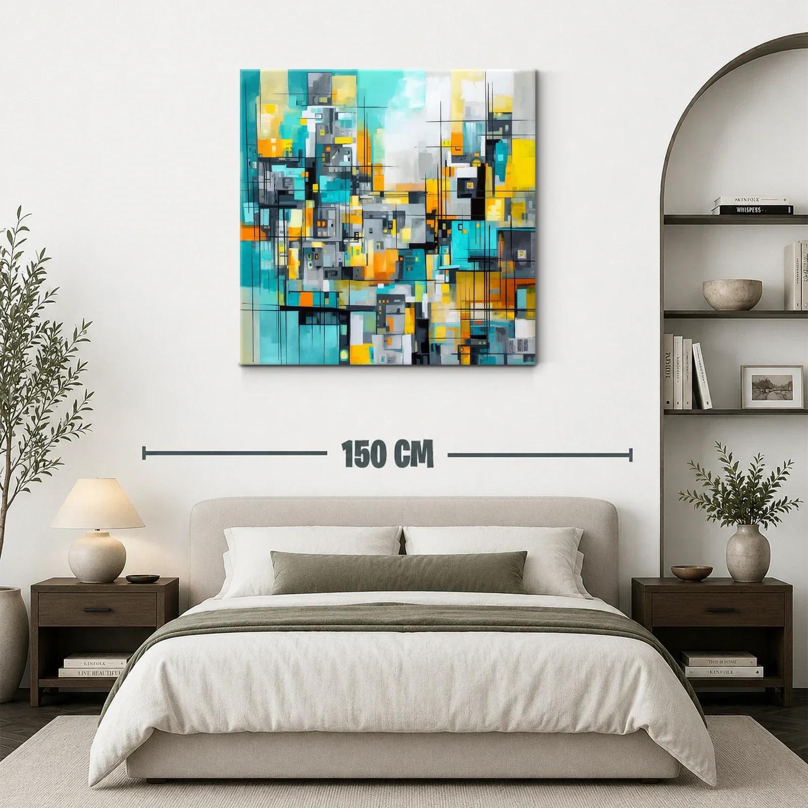Composición abstracta con tonos vibrantes y líneas geométricas — miniatura 3