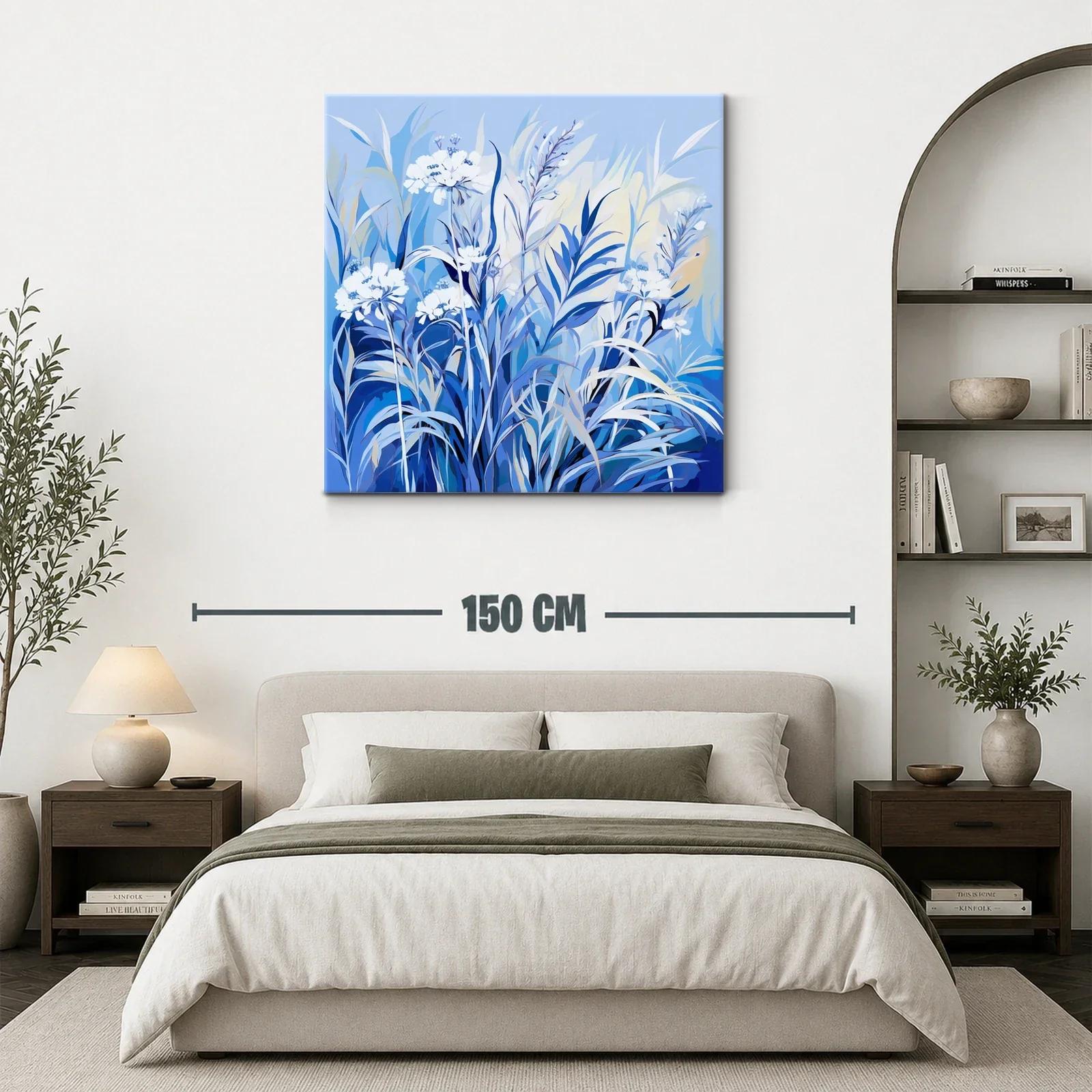 Flores y hojas en tonos azules para un ambiente sereno — miniatura 3