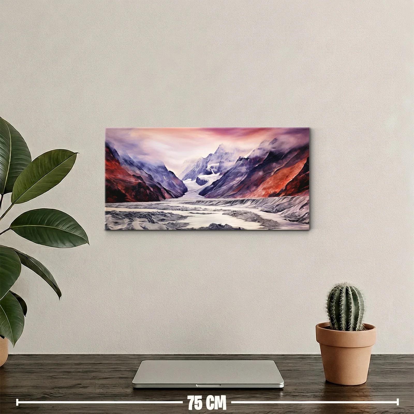 Cuadro glaciar en valle de montaña nevada — miniatura 2
