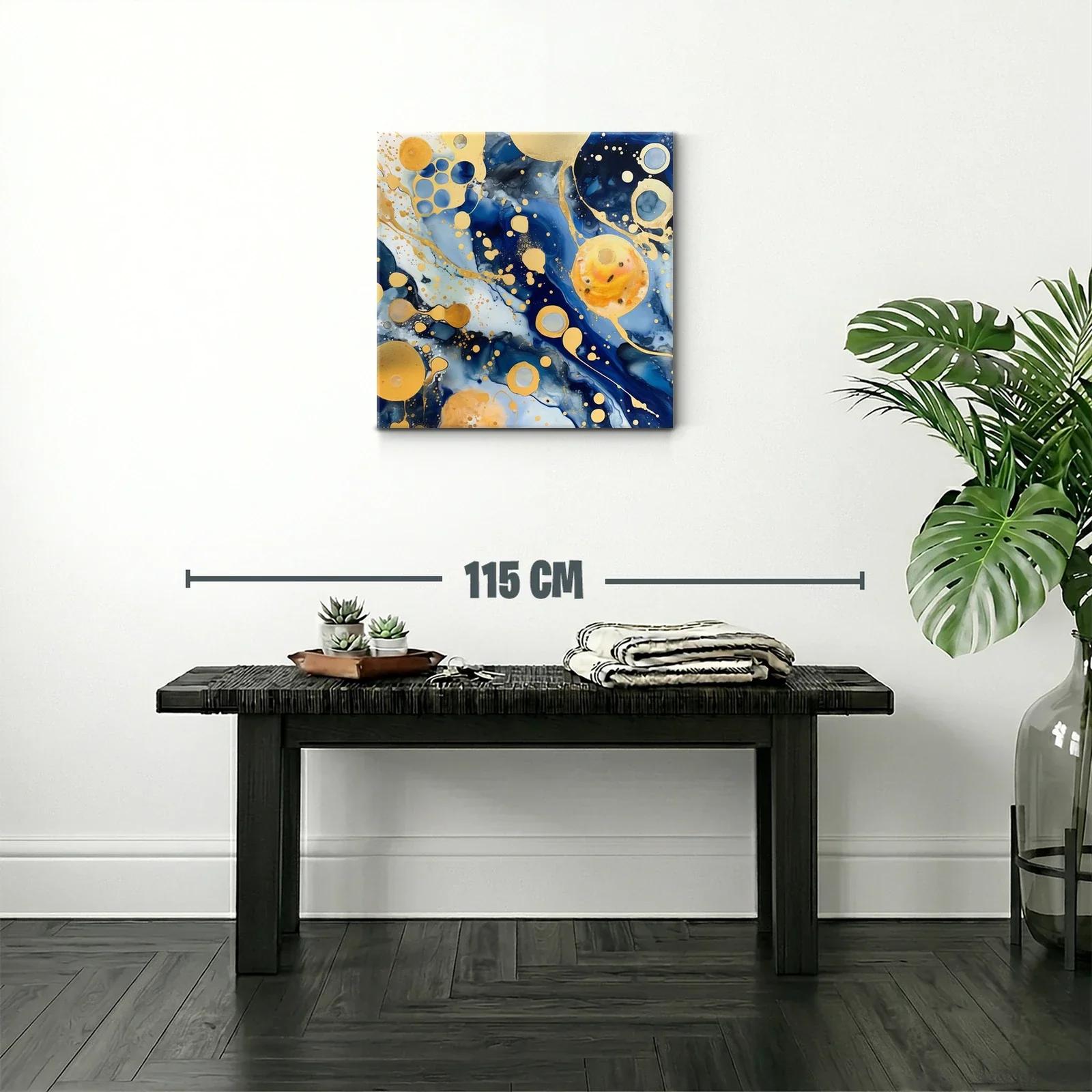Composición Abstracta en Azul y Dorado — miniatura 2