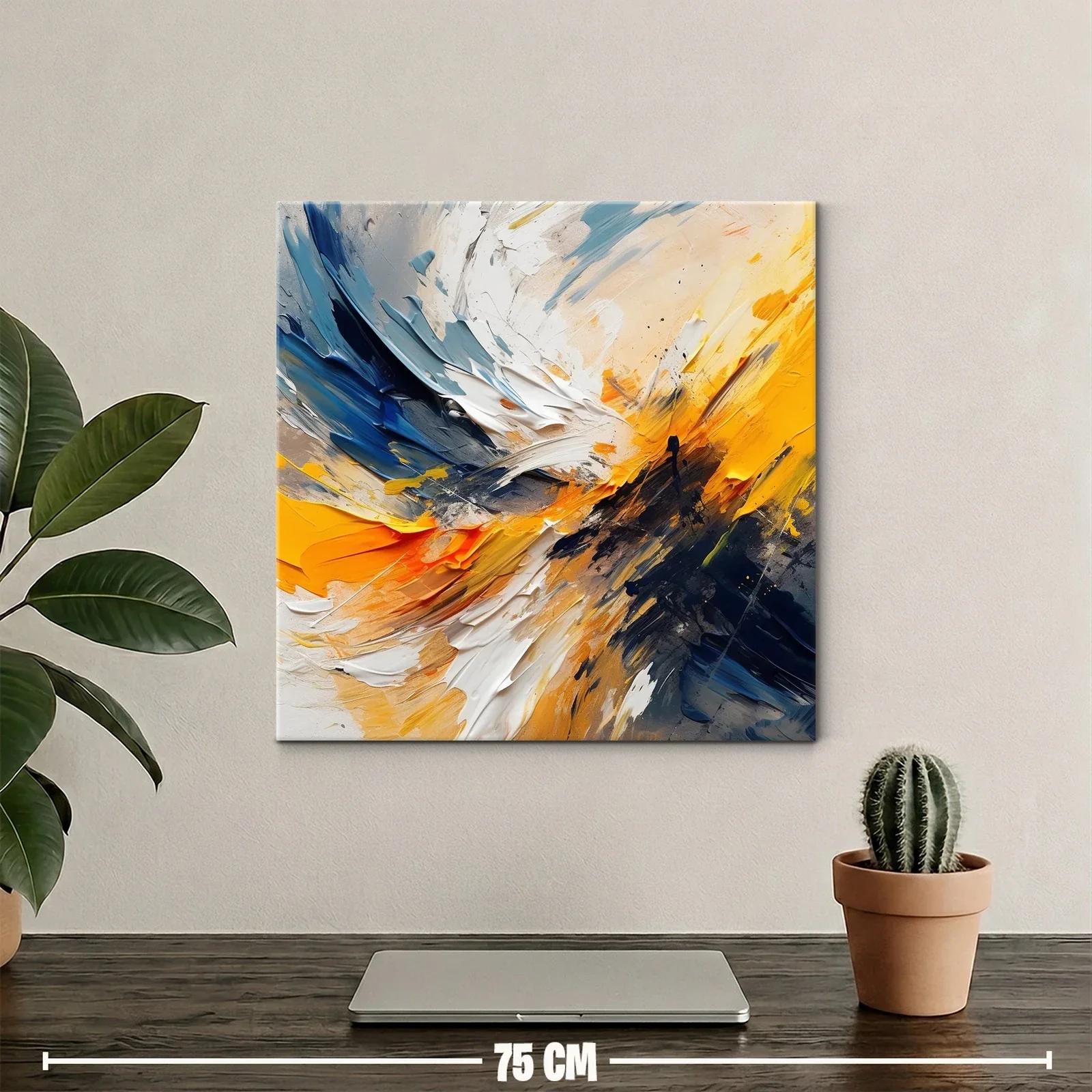 Cuadro abstracto con vibrantes tonos amarillos y azules — miniatura 2